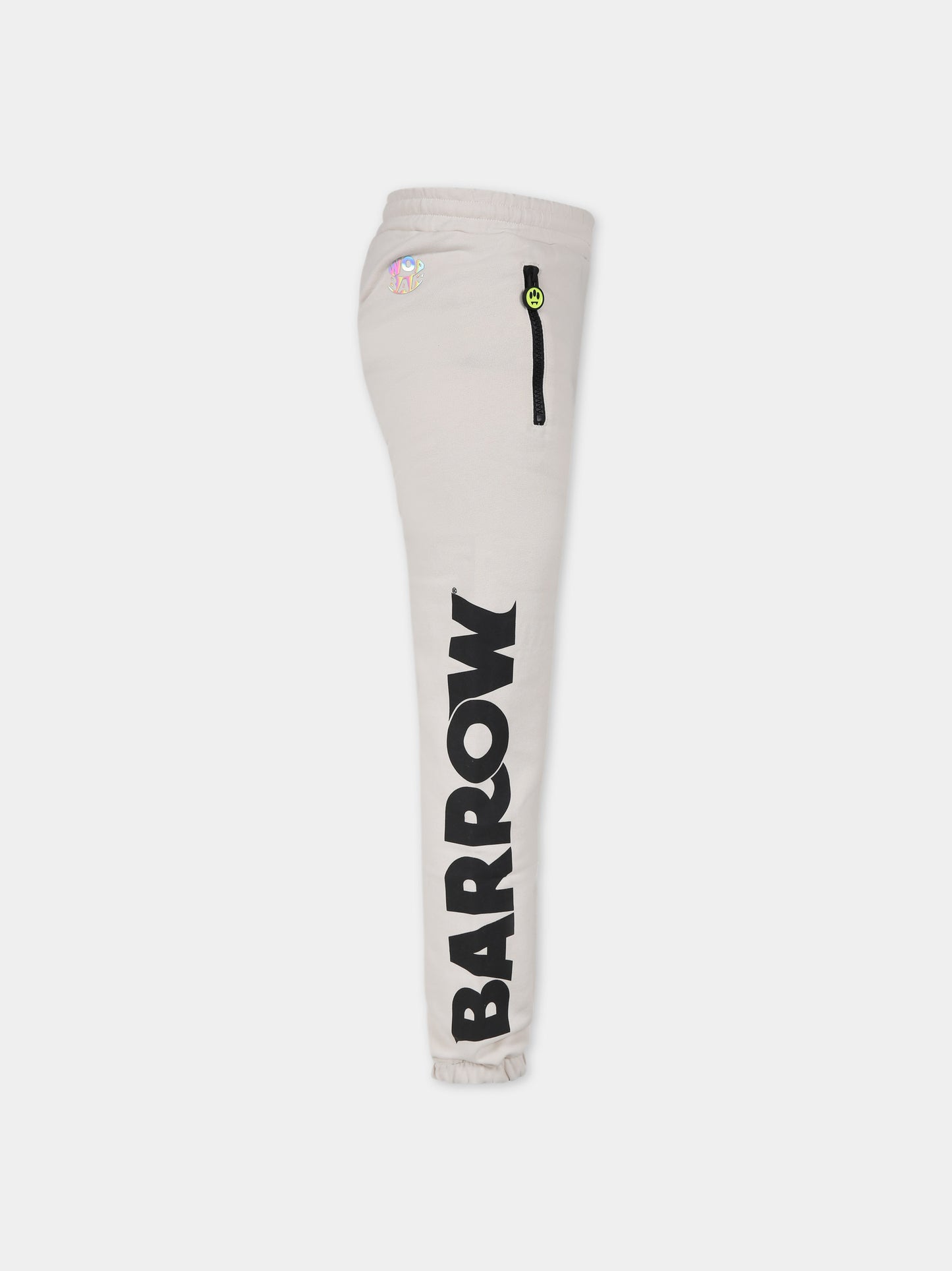 Pantaloni avorio per bambini con logo,Barrow,F3BKJUFP095 BW009