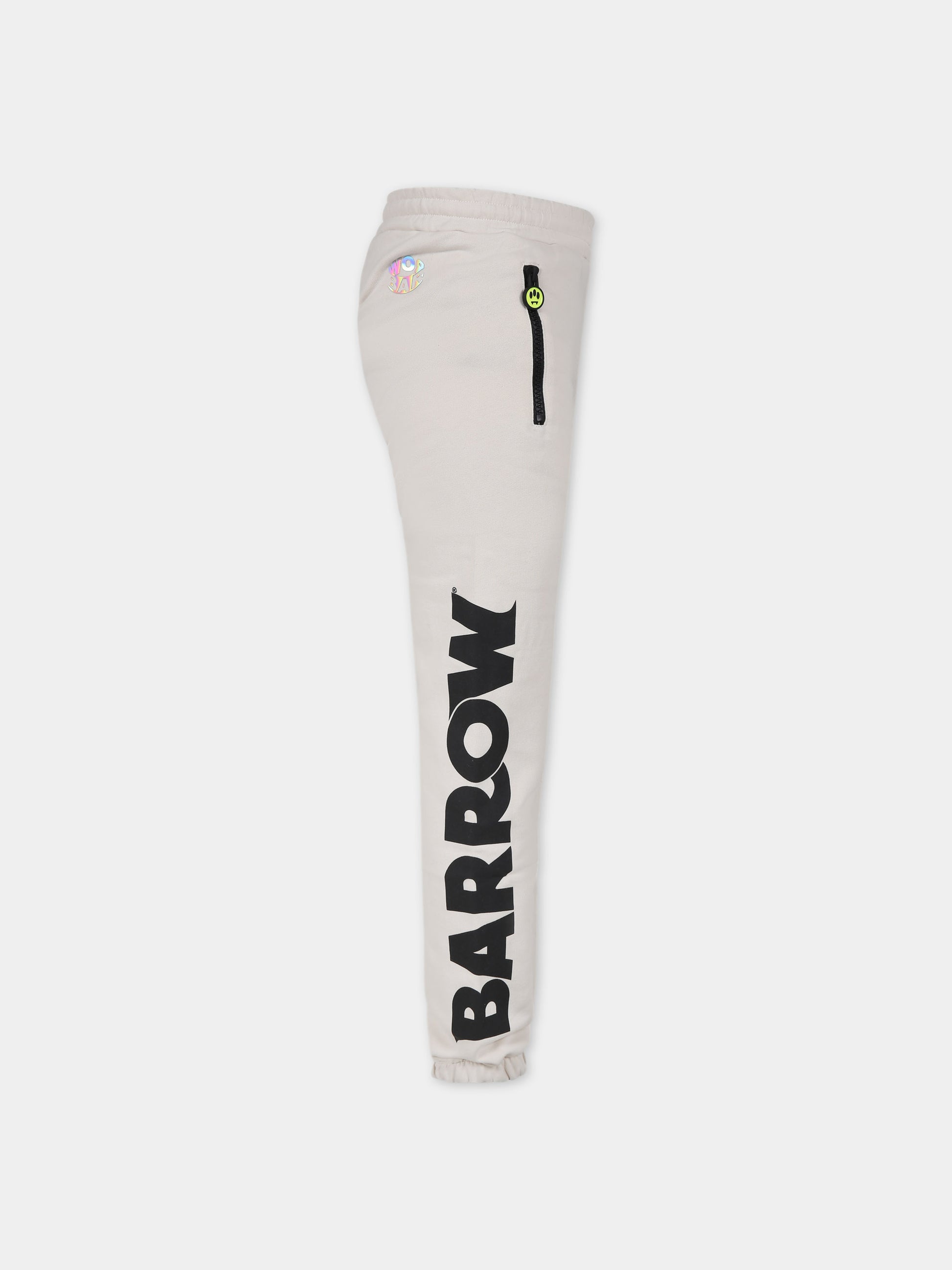 Pantaloni avorio per bambini con logo,Barrow,F3BKJUFP095 BW009