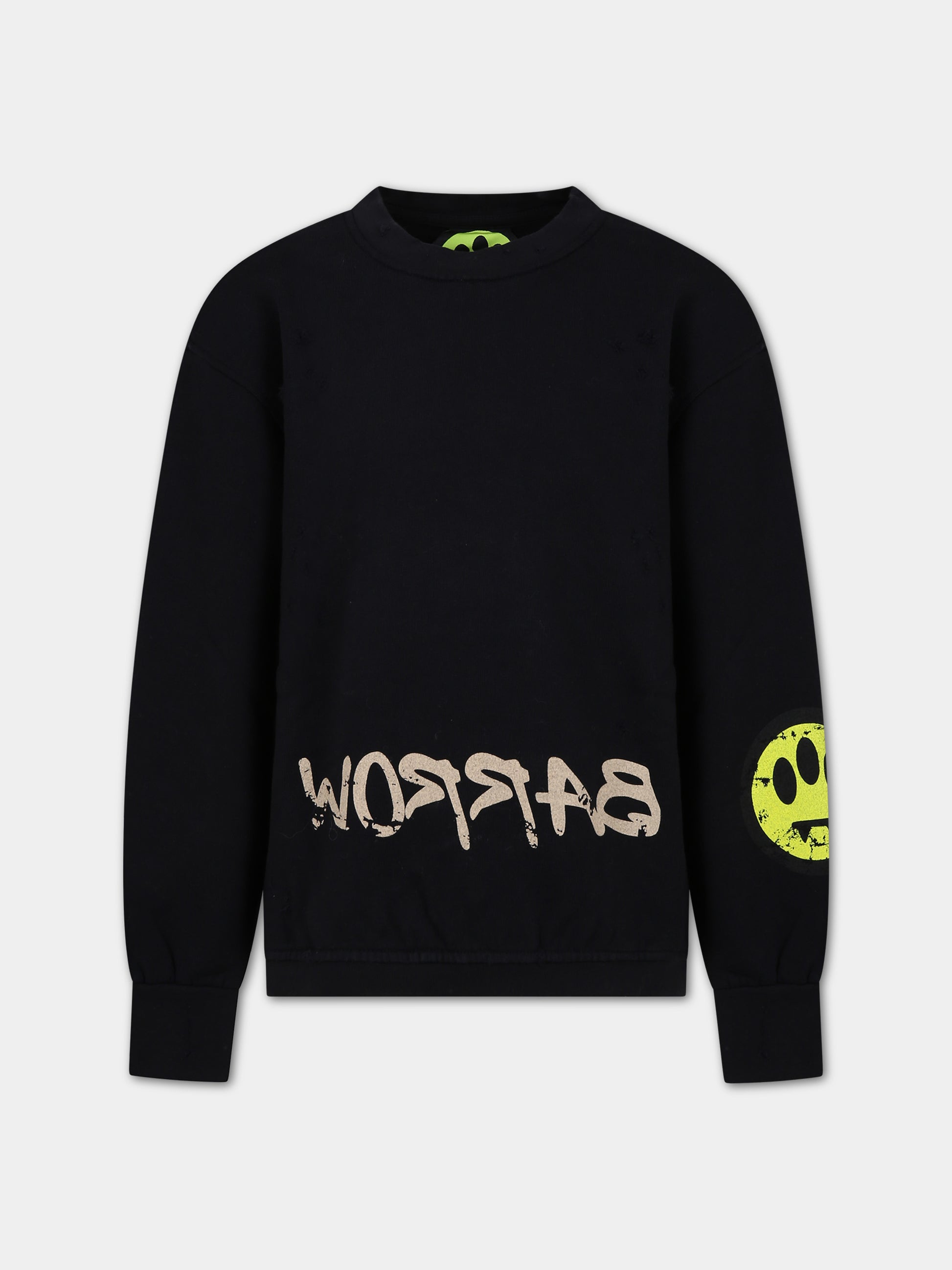 Felpa nera per bambini con logo e stampa multicolor,Barrow,F3BKJUSW026 110