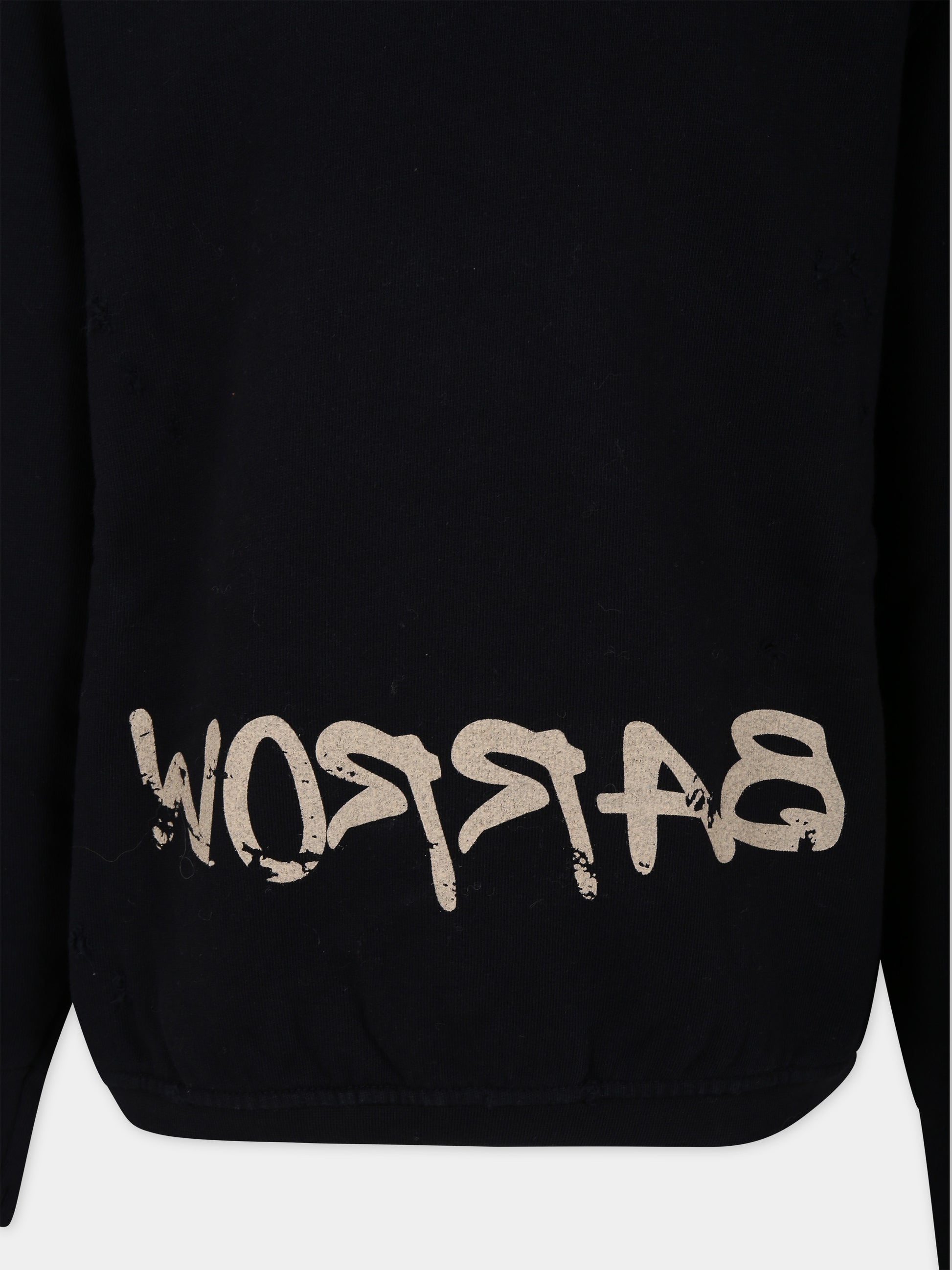 Felpa nera per bambini con logo e stampa multicolor,Barrow,F3BKJUSW026 110