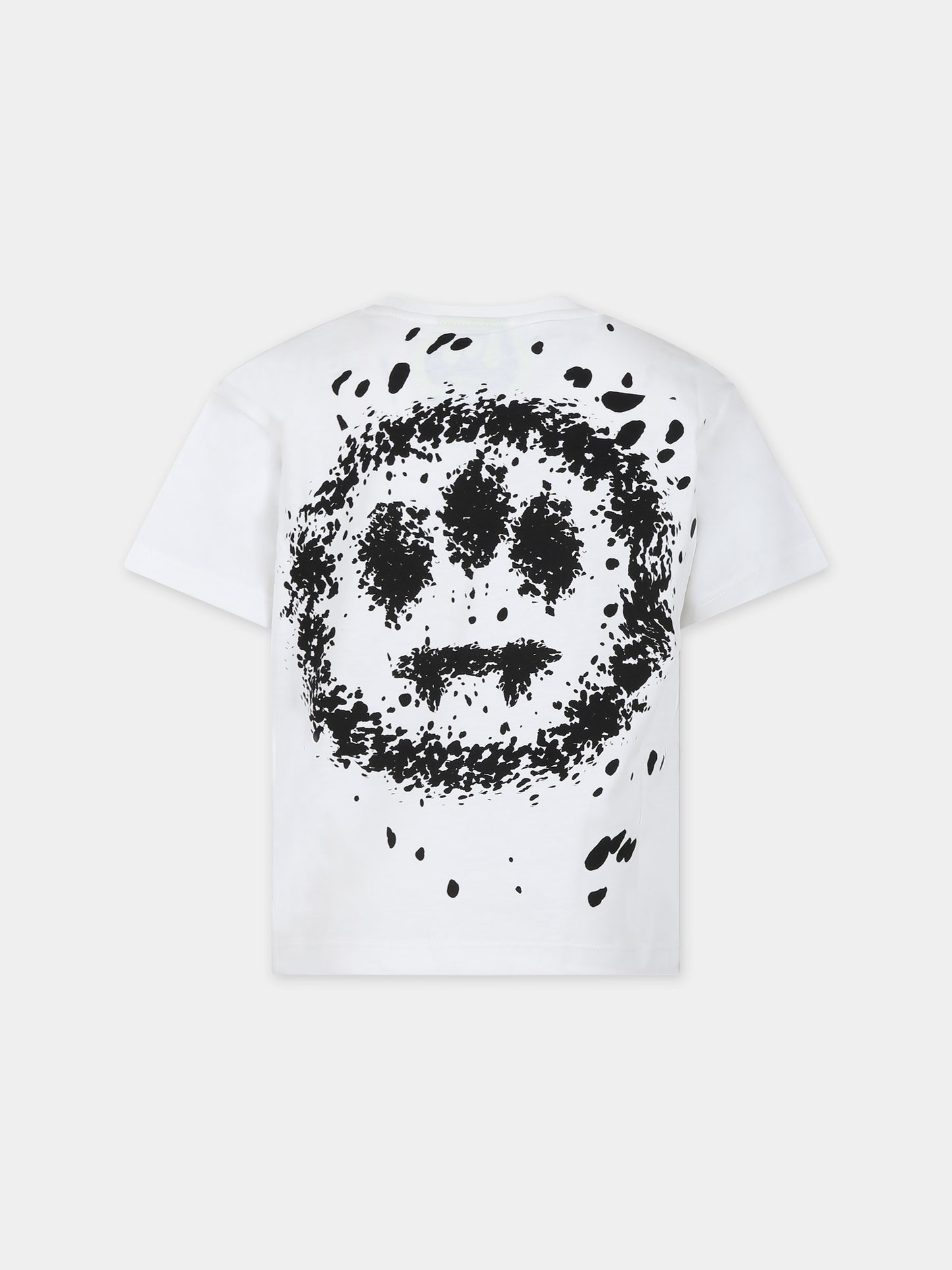 T-shirt bianca per bambini con logo e smile,Barrow,F3BKJUTH041 002