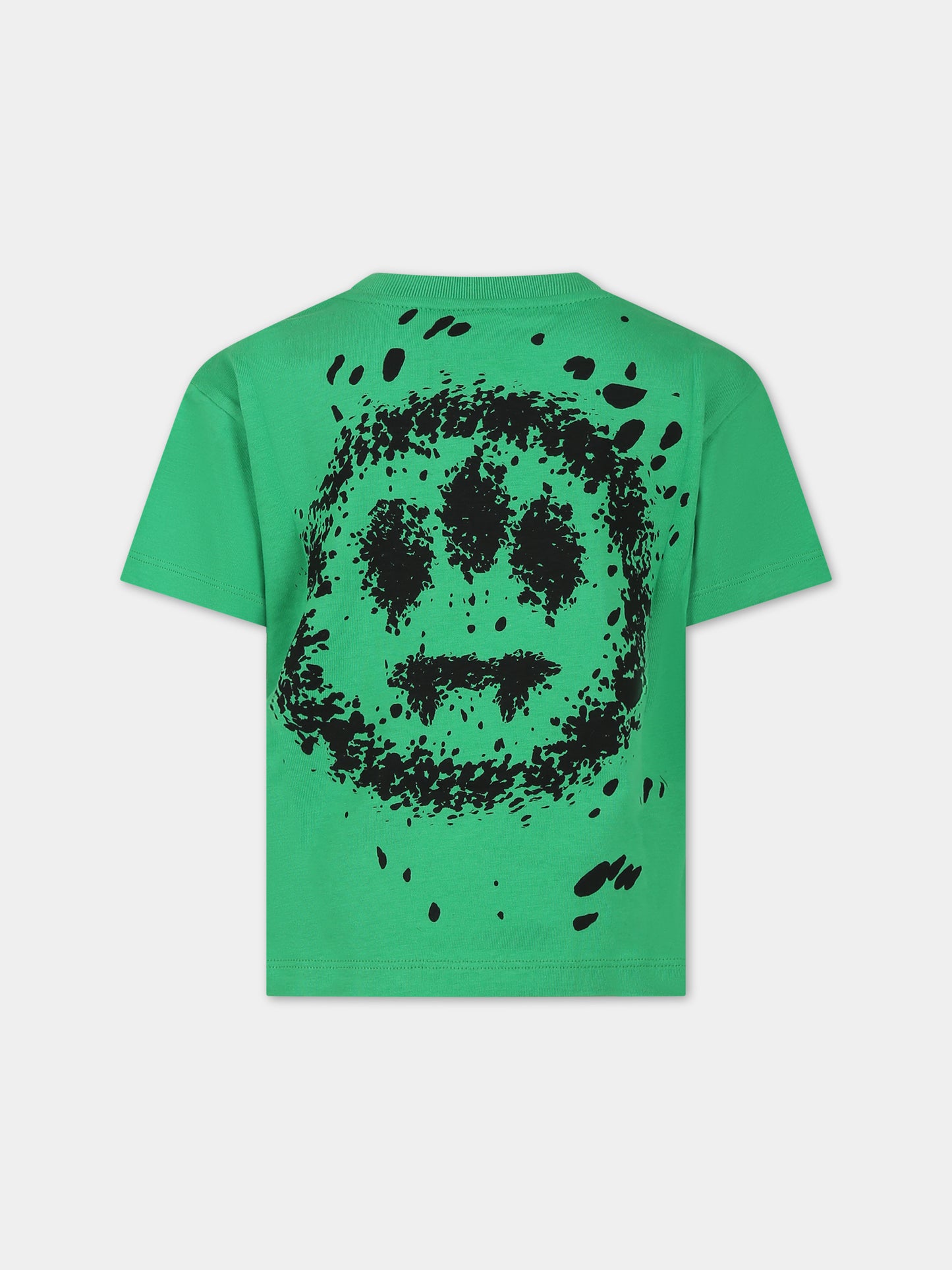 T-shirt verde per bambini con logo e smile,Barrow,F3BKJUTH041 BW012