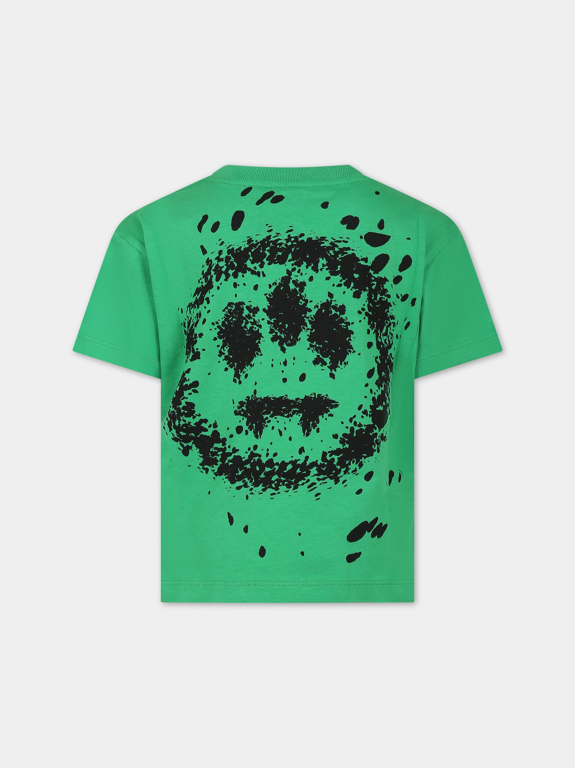 T-shirt verde per bambini con logo e smile,Barrow,F3BKJUTH041 BW012