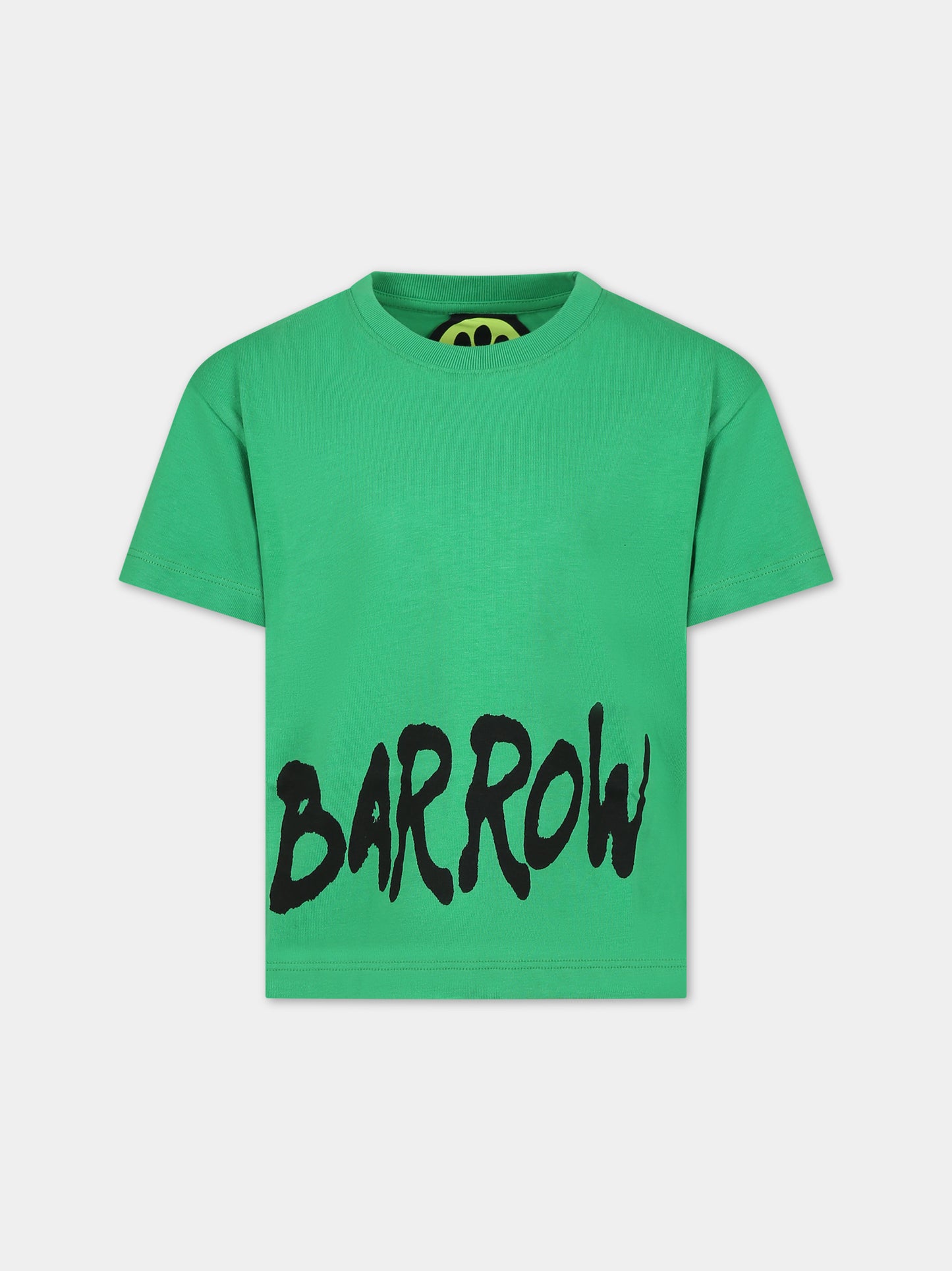 T-shirt verde per bambini con logo e smile,Barrow,F3BKJUTH041 BW012