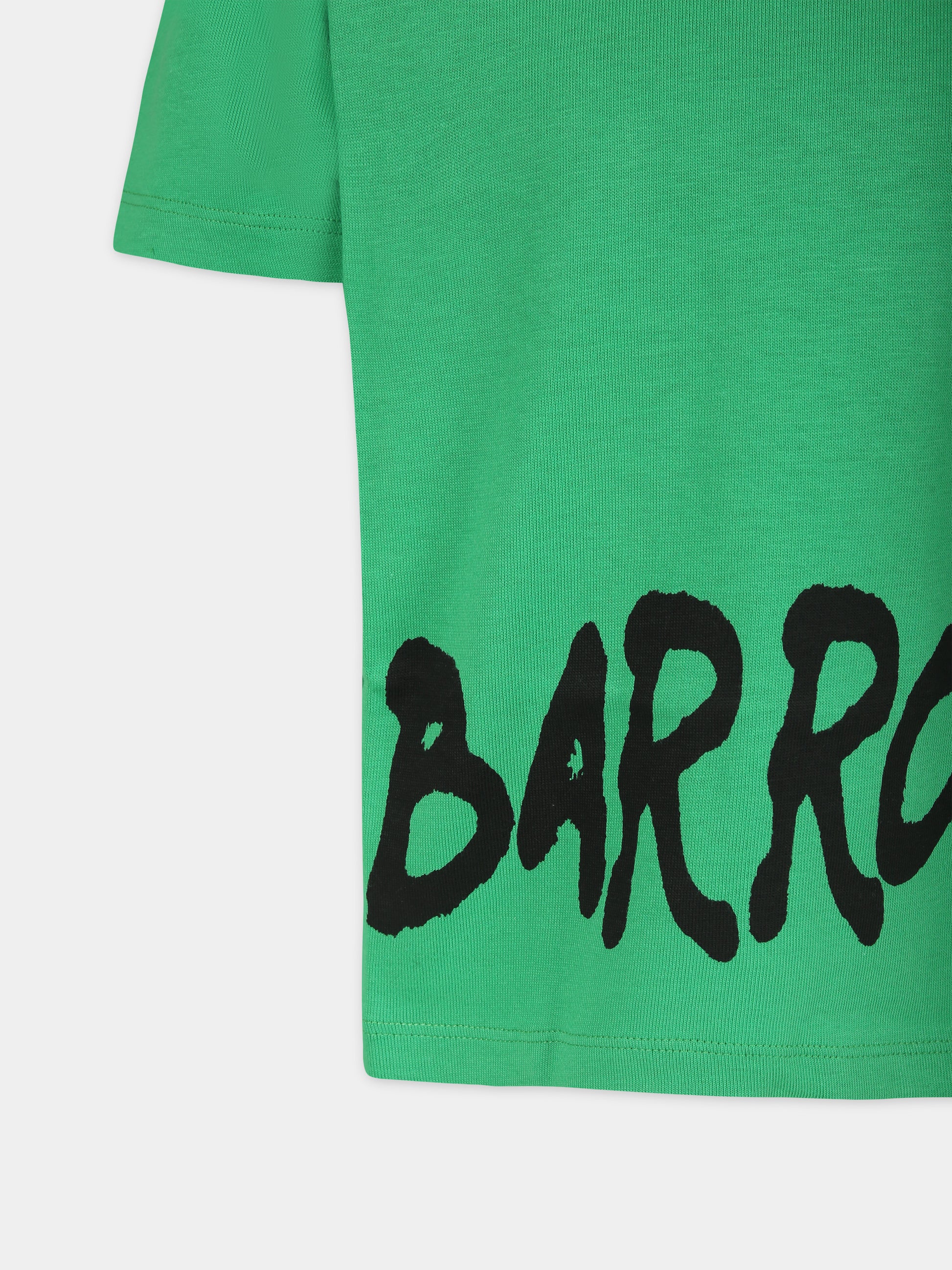 T-shirt verde per bambini con logo e smile,Barrow,F3BKJUTH041 BW012