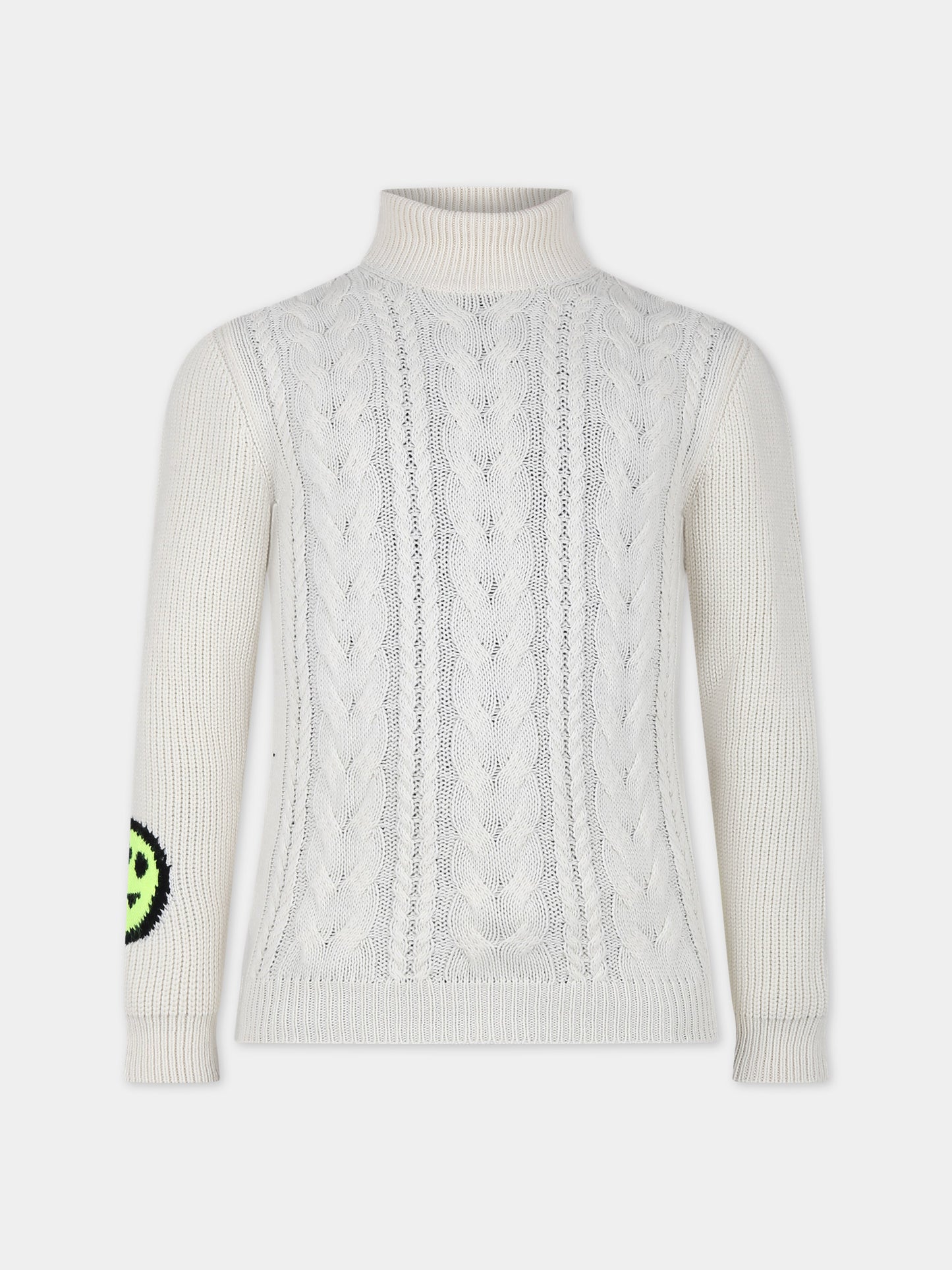 Maglione avorio per bambina con logo e smile,Barrow,F3BKJUTN017 BW009