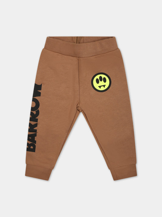 Pantaloni marroni per neonati con logo,Barrow,F3BKUNFP129 924