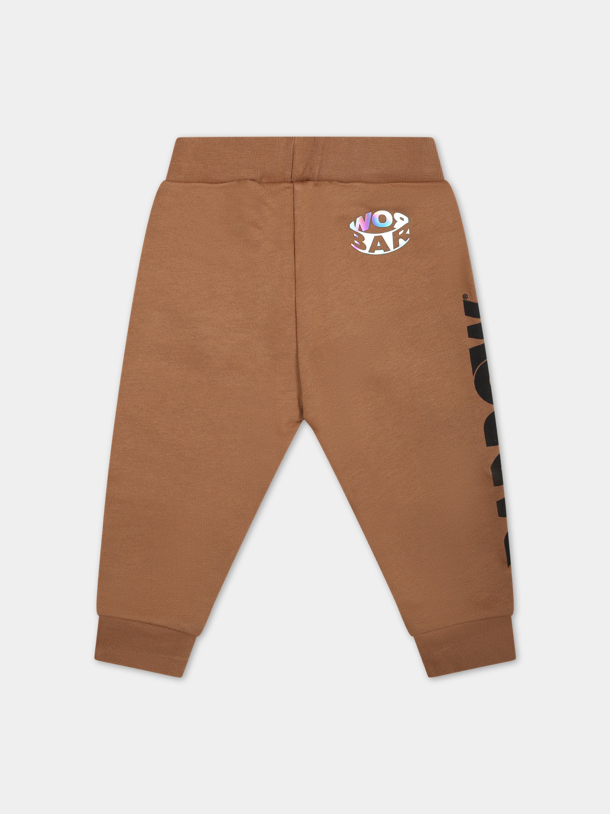 Pantaloni marroni per neonati con logo,Barrow,F3BKUNFP129 924