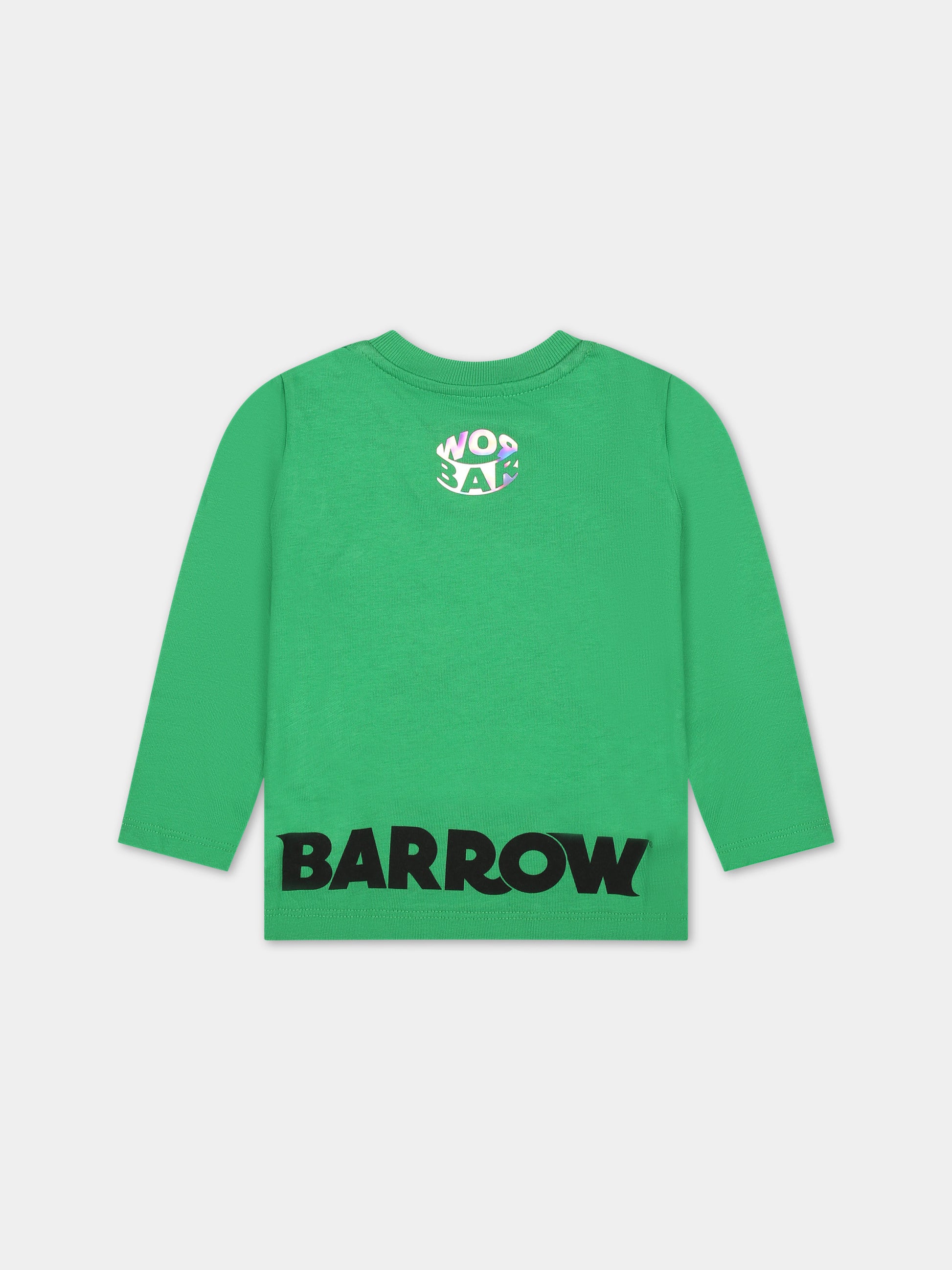 T-shirt verde per neonati con logo,Barrow,F3BKUNTH128 BW012