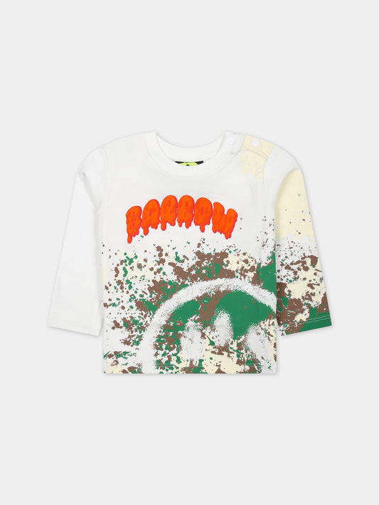 T-shirt bianca per neonato con logo,Barrow,F3BKUNTH133 002