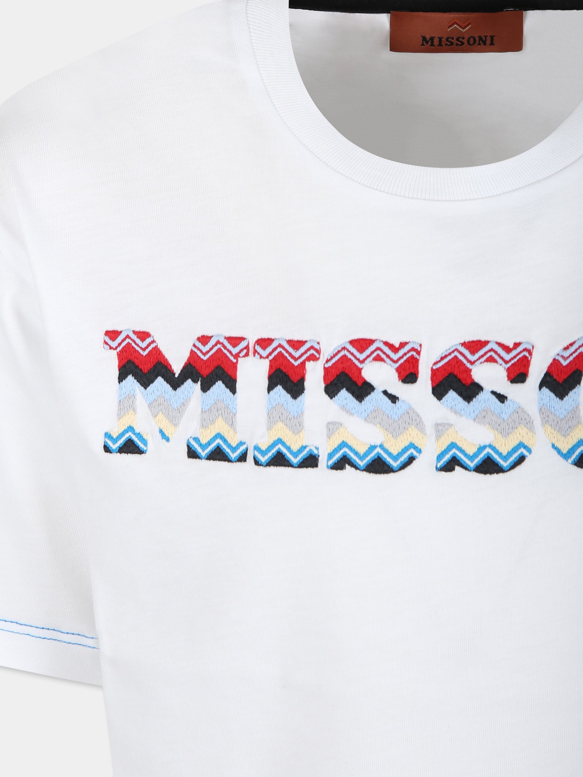 T-shirt bianca per bambino con logo,Missoni,MV8P51 Z0082 100