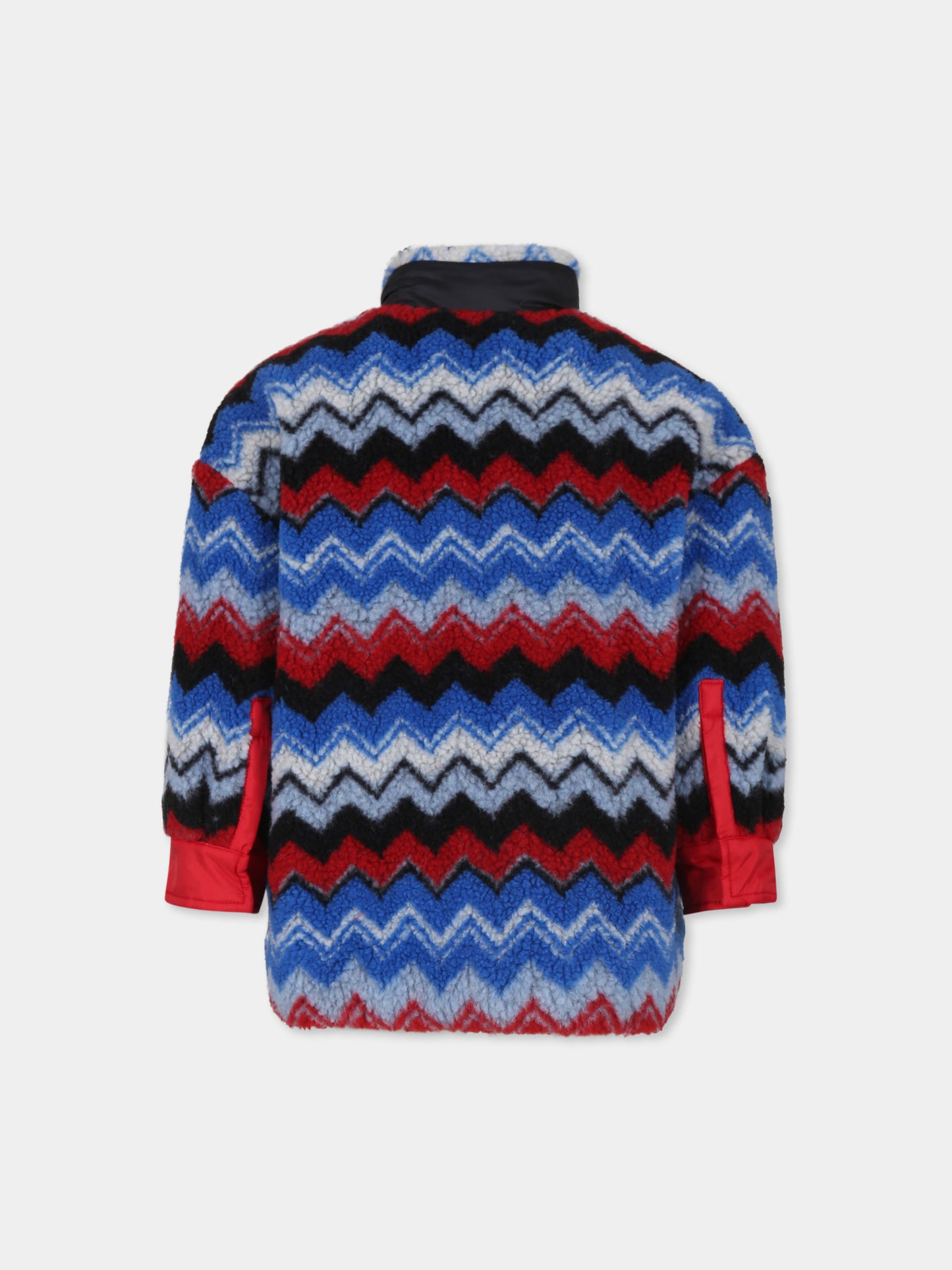 Ecopelliccia nera per bambini con motivo chevron,Missoni,MV2P67 H0056 998