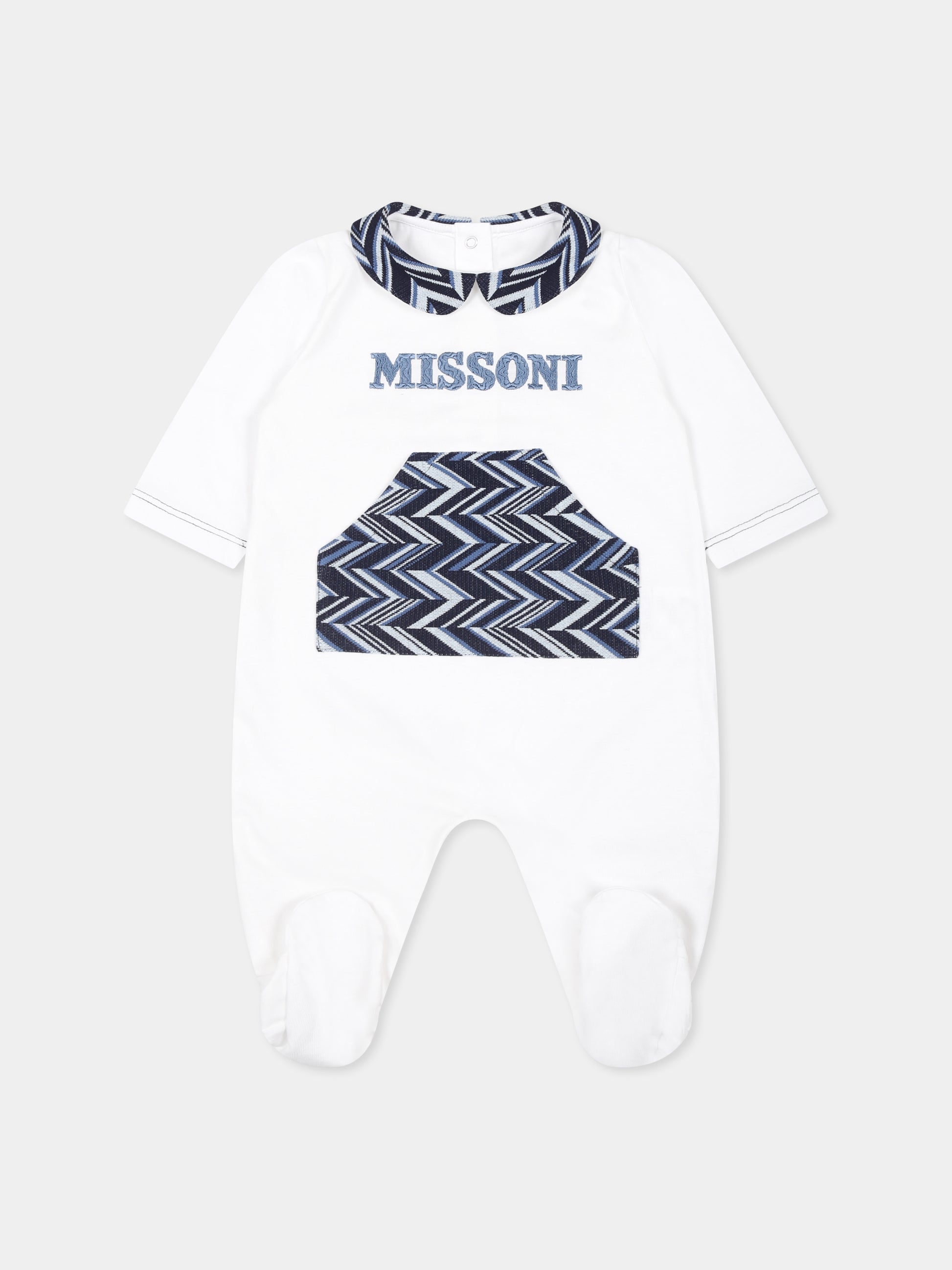 Set tutina bianco per neonato con motivo chevron,Missoni,MVB530 J0177 100BL