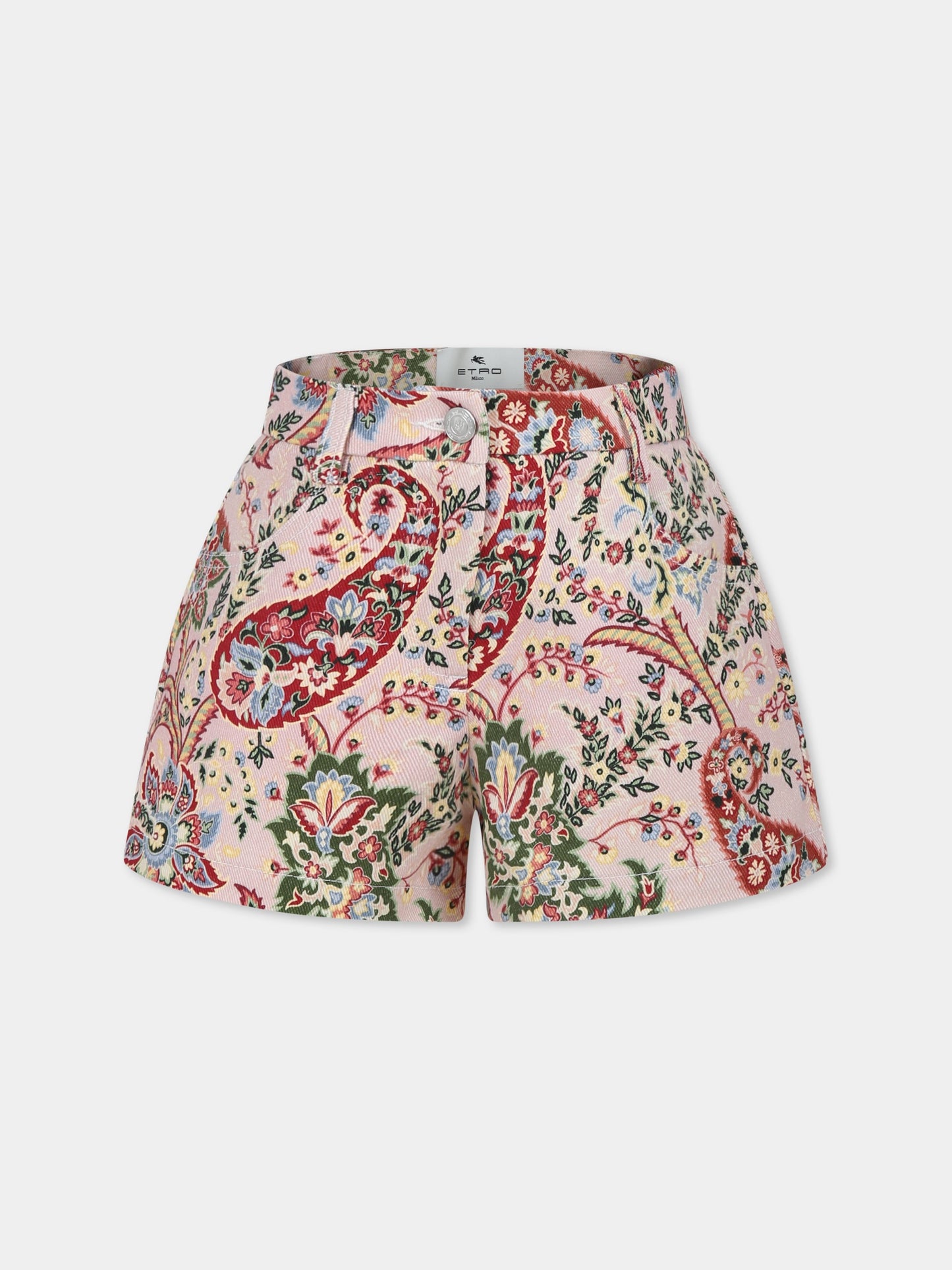 Shorts rosa per bambina con motivo paisley,Etro,GV6A89 D0103 383MC