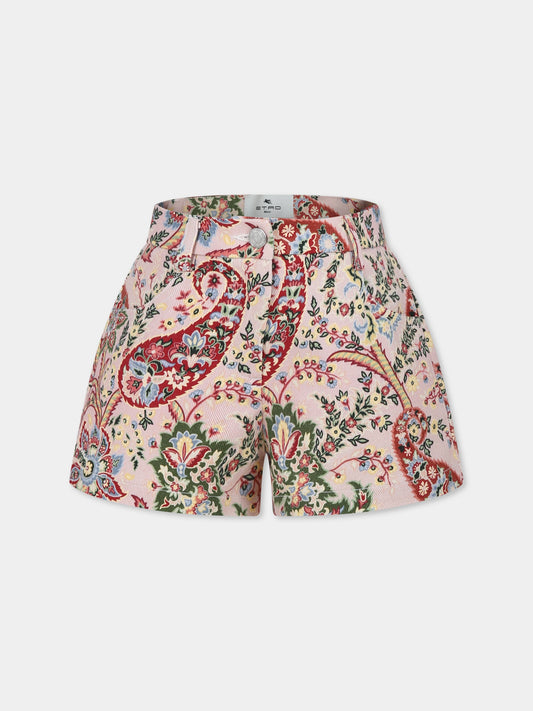 Shorts rosa per bambina con motivo paisley,Etro,GV6A89 D0103 383MC