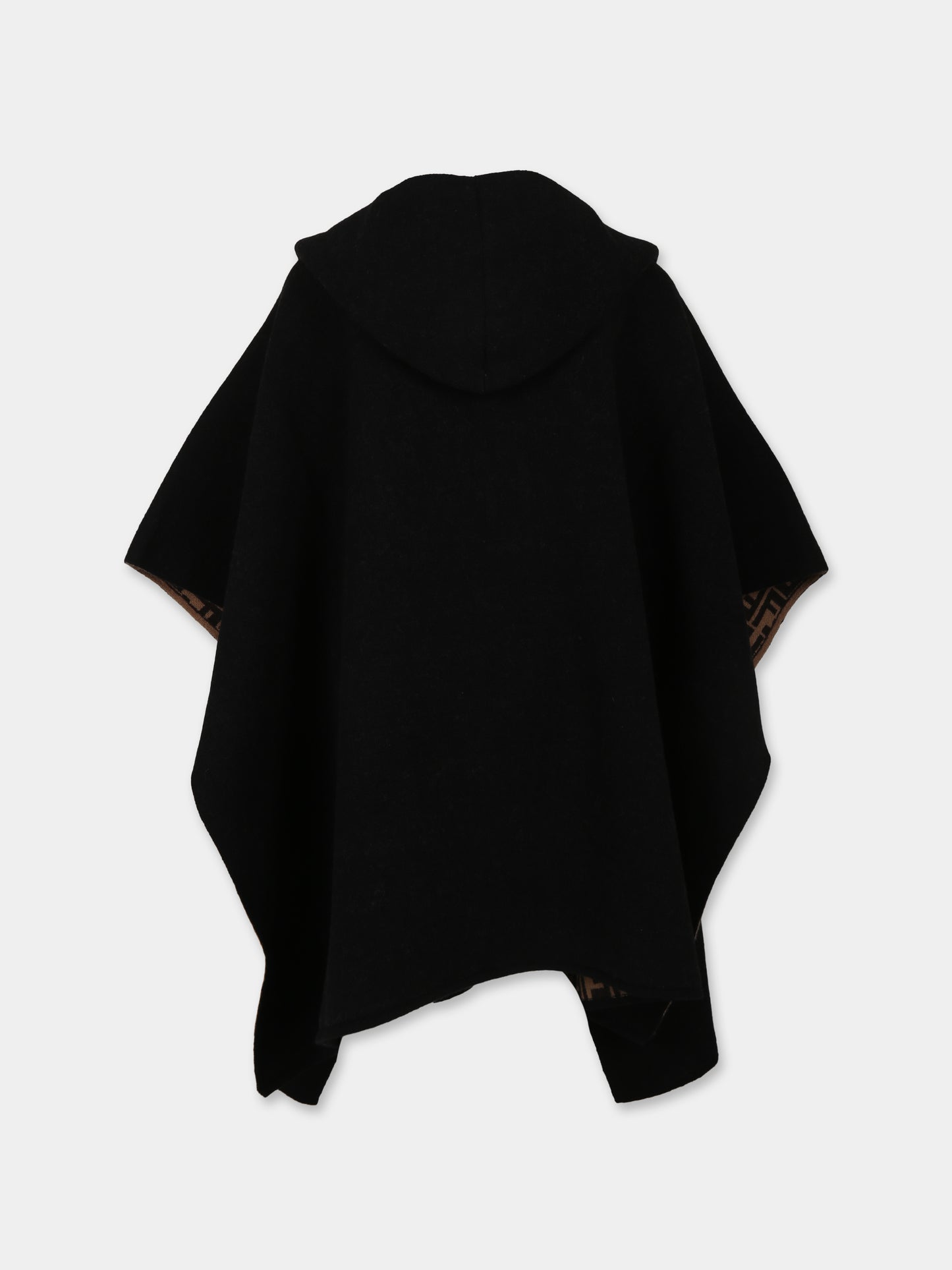 Cappa nera per bambina con iconiche FF e logo,Fendi Kids,JFQ056 AKLS F1M0T