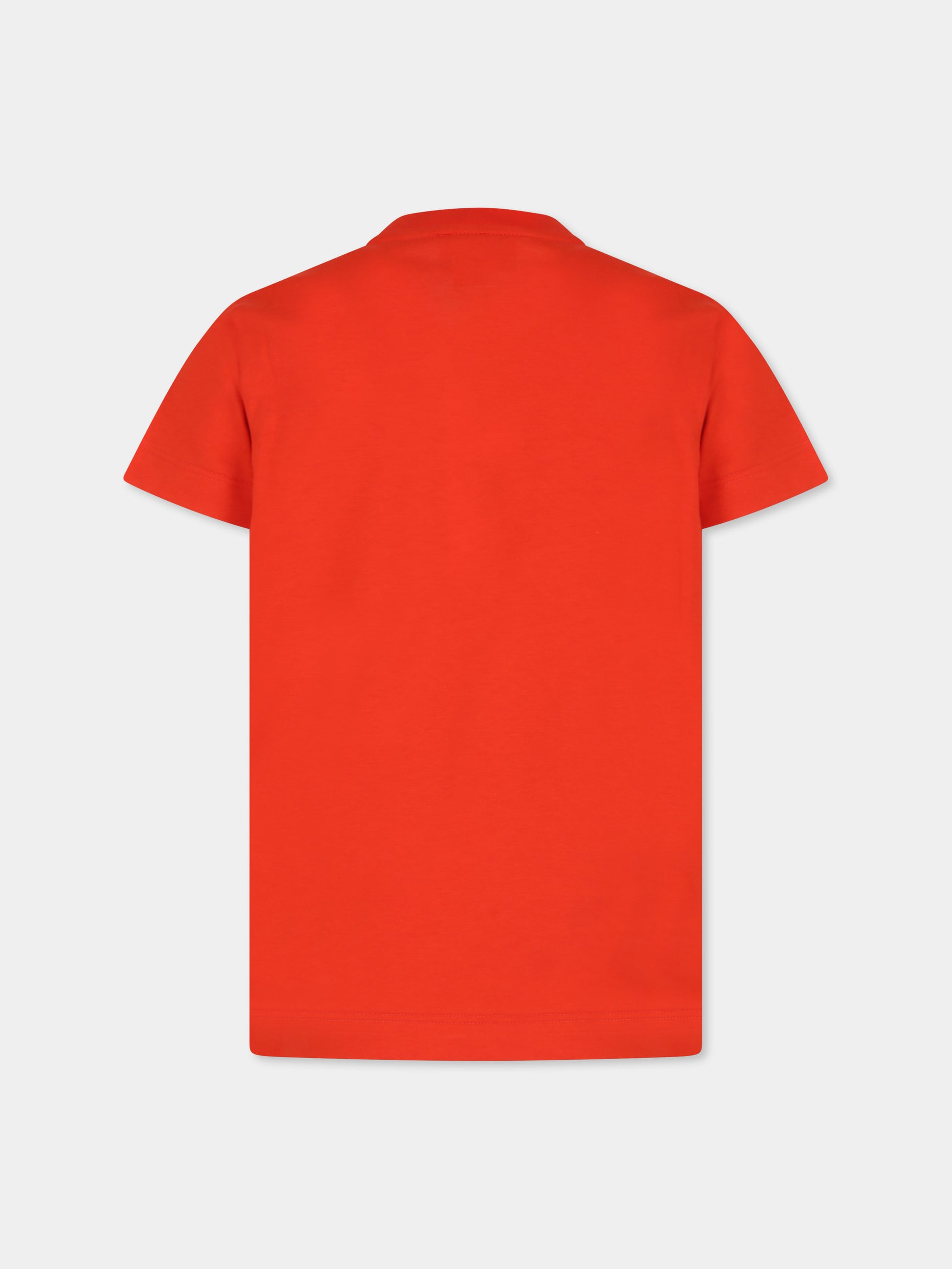 T-shirt rossa per bambini con logo,Fendi Kids,JUI164 7AJ F0XDC