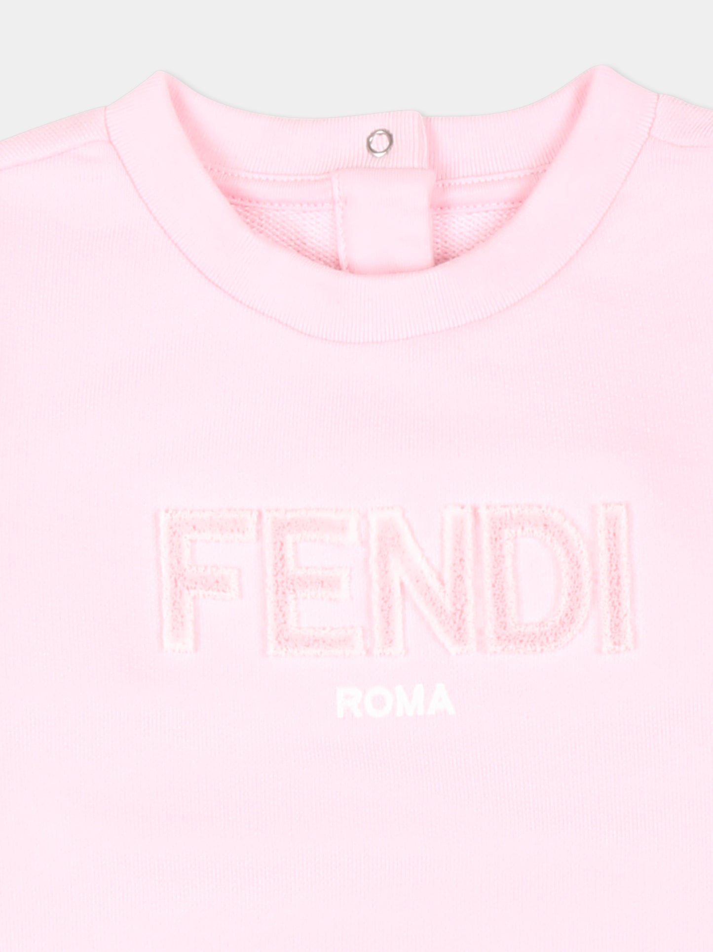 Felpa rosa per neonata con logo,Fendi Kids,BUH071 5V0 F0QE5