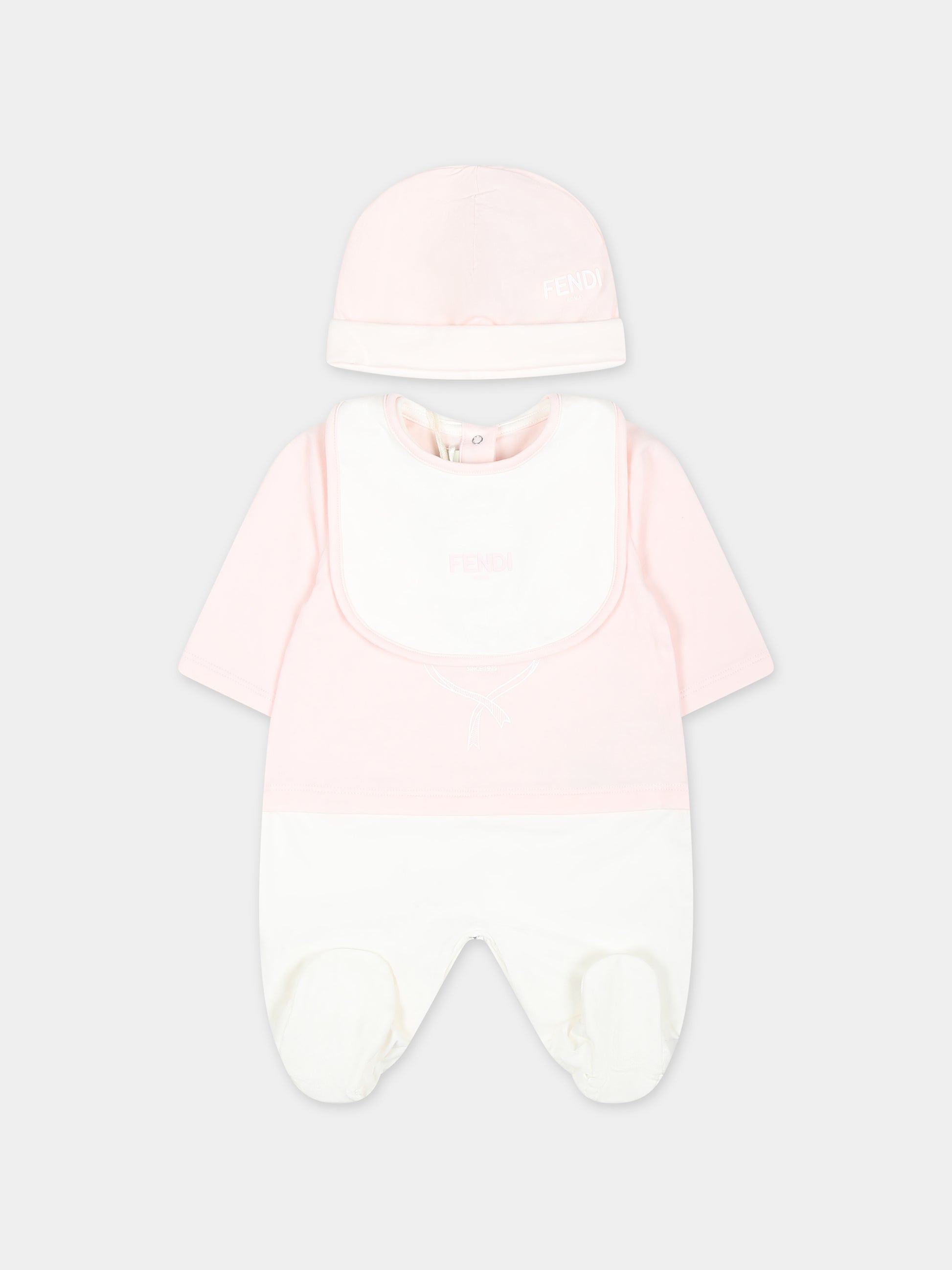 Set tutina rosa per neonata con stemma Fendi,Fendi Kids,BUK120 ST8 F0C11