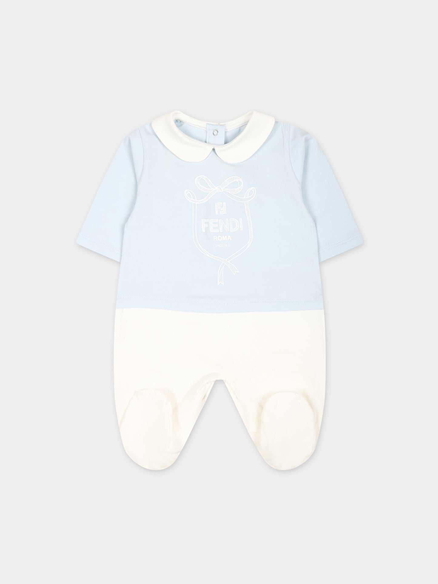 Set tutina celeste per neonato con stemma Fendi,Fendi Kids,BUK120 ST8 F19J4