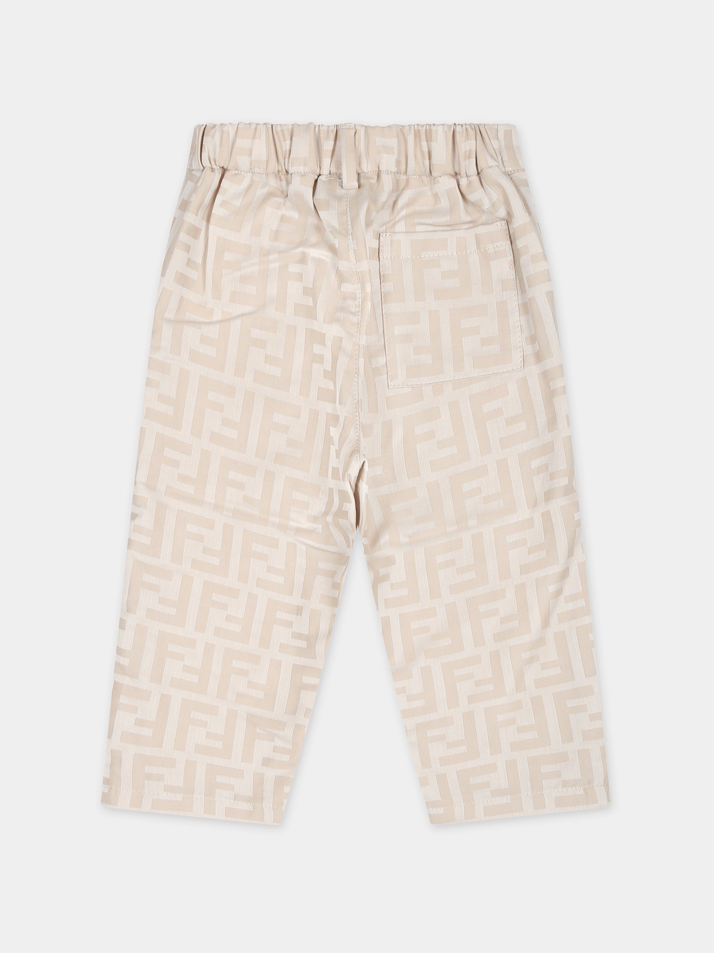 Pantaloni beige per neonato con doppia F,Fendi Kids,BUF230 ARSY F19J5