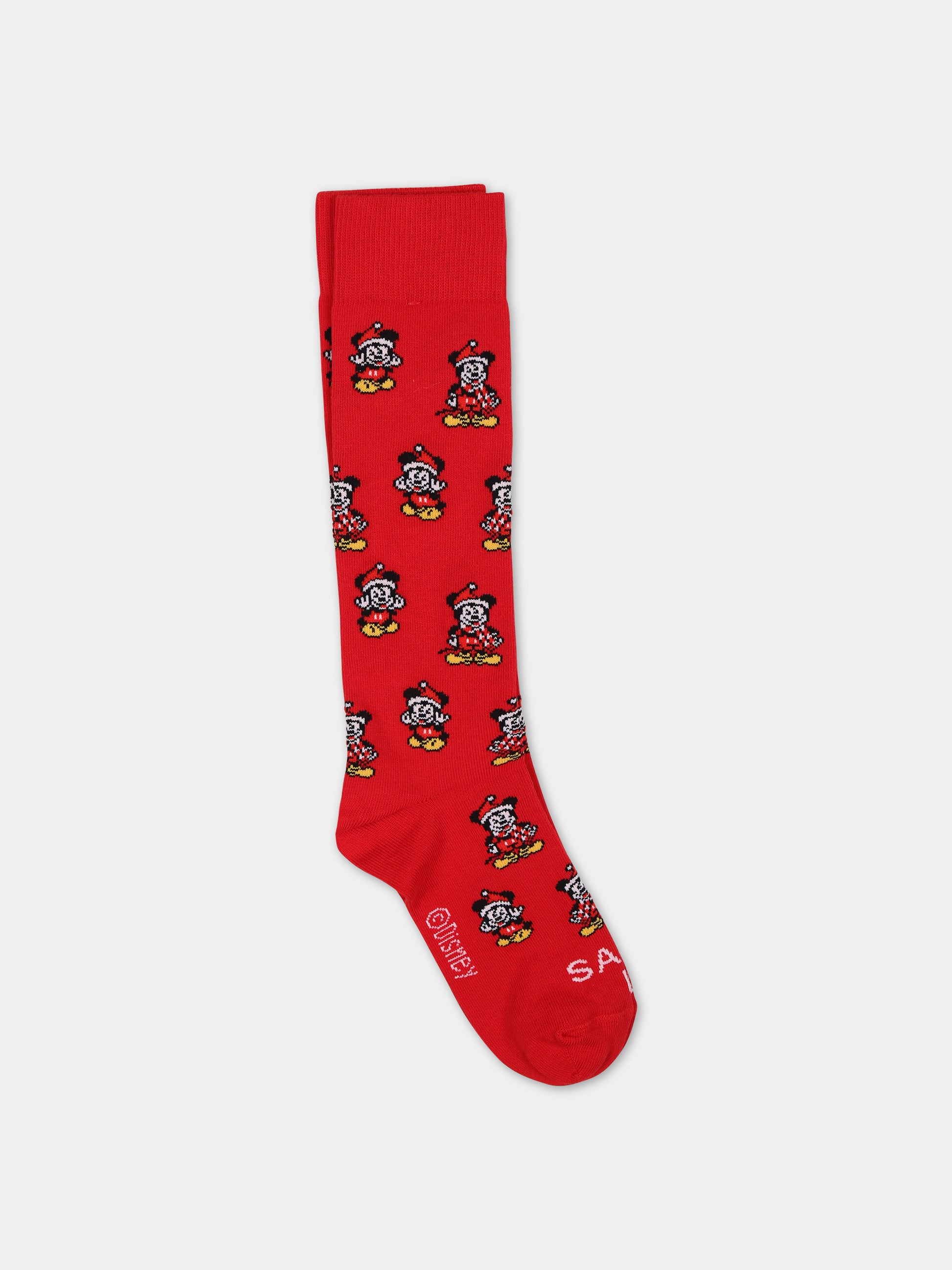 Calze rosse per bambini con Topolino,Mc2 Saint Barth,SOX JR MICKEY XMAS