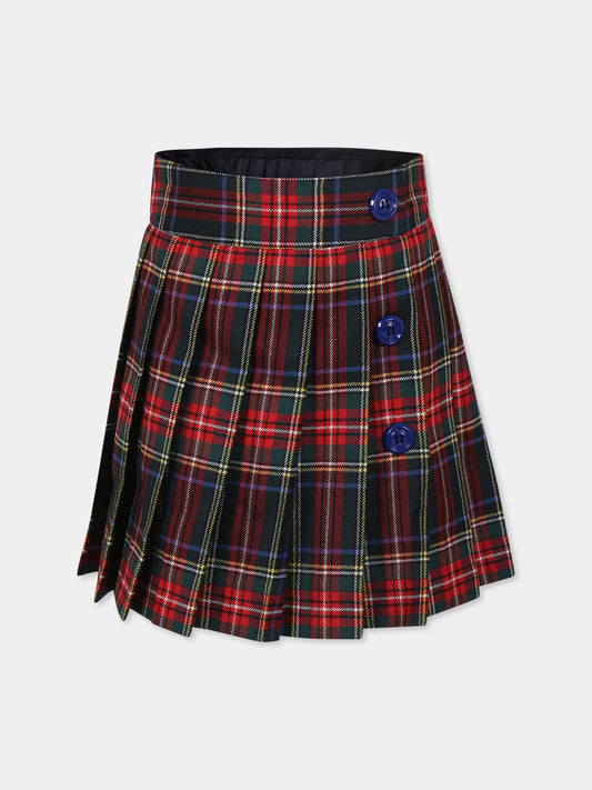 Gonna blu per bambina con motivo tartan,Dolce & Gabbana Kids,L55I04 FQMG9 S8100