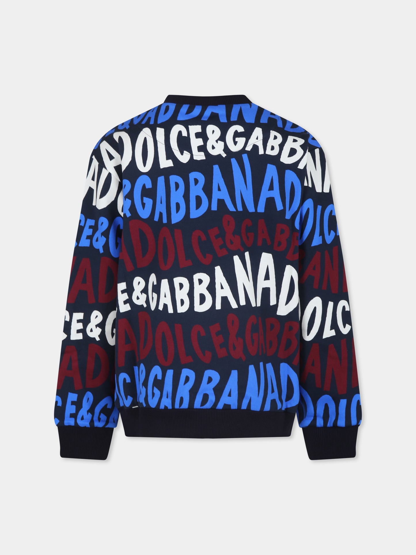 Felpa blu per bambino con logo,Dolce & Gabbana Kids,L4JWKE HS7OX HB5FA