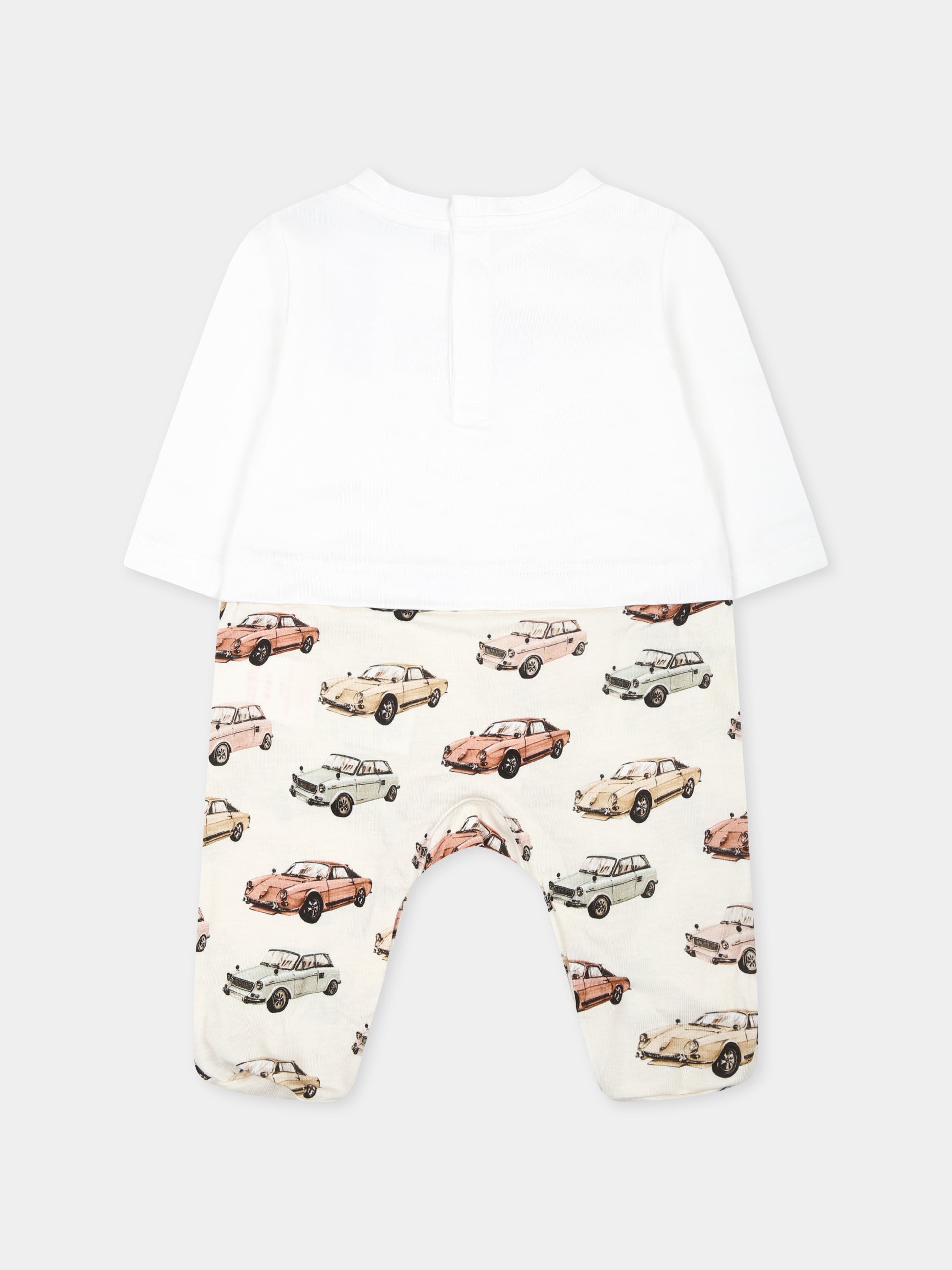 Set tutina bianco per neonato con stampa auto d'epoca,Dolce & Gabbana Kids,L1JO6H G7NXI S9000