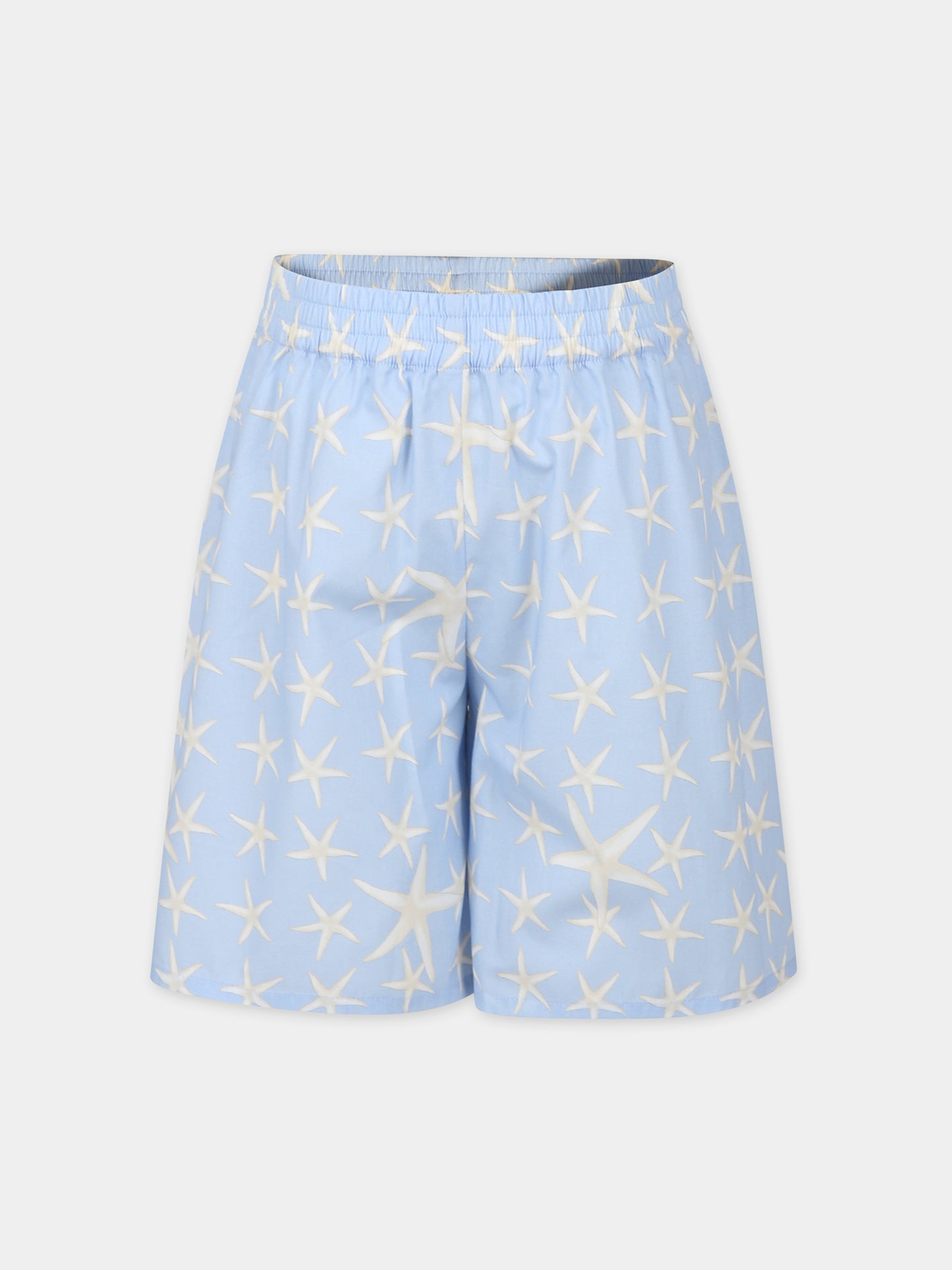 Shorts celesti per bambino con stampa stelle marine,Versace,1005249 1A11623 6V720