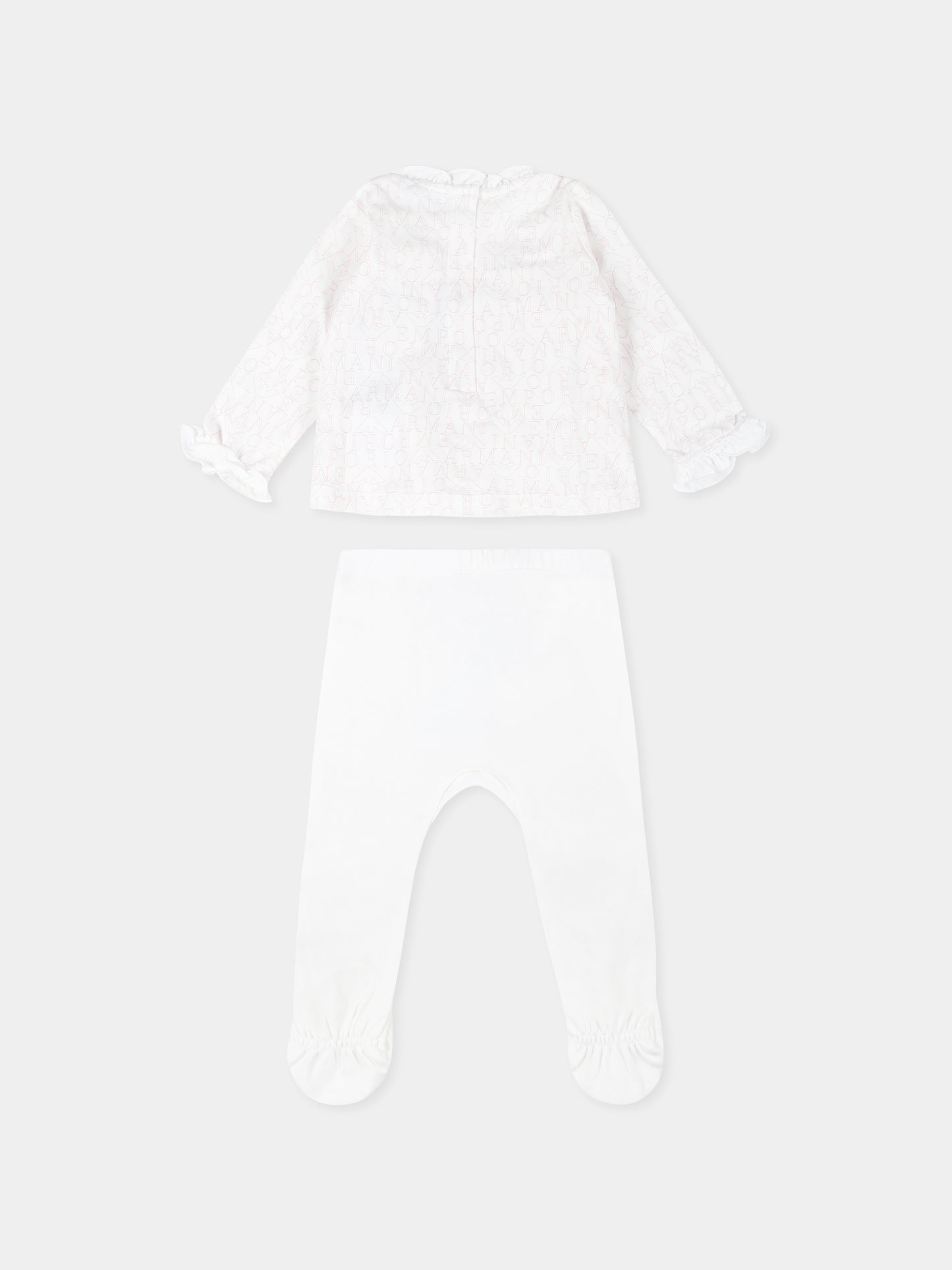 Completo bianco per neonata con logo all over,Emporio Armani,6DDV06 NJ10Z F307