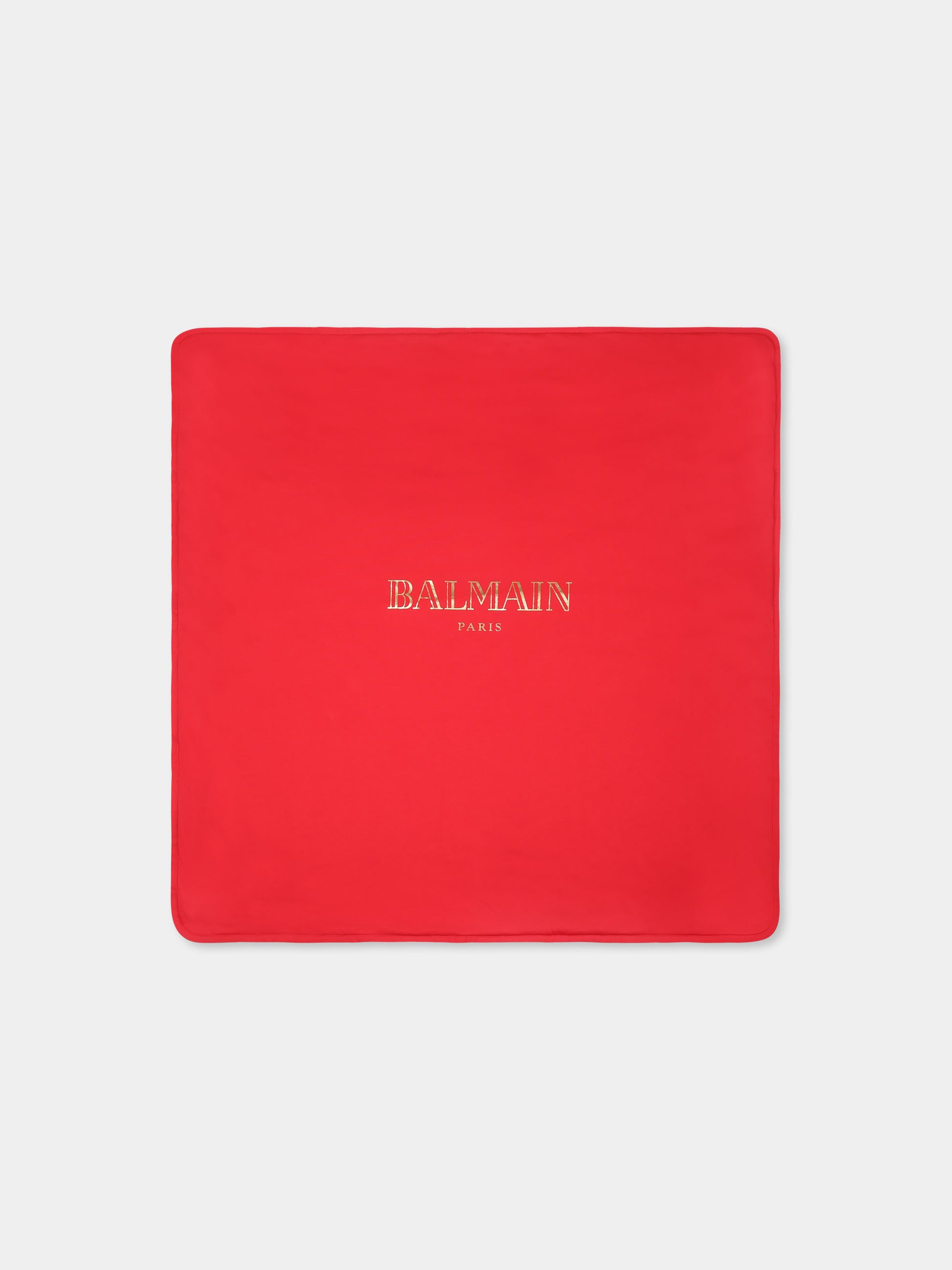 Coperta rossa per neonati con logo,Balmain Kids,BV0580 Z0082 414OR