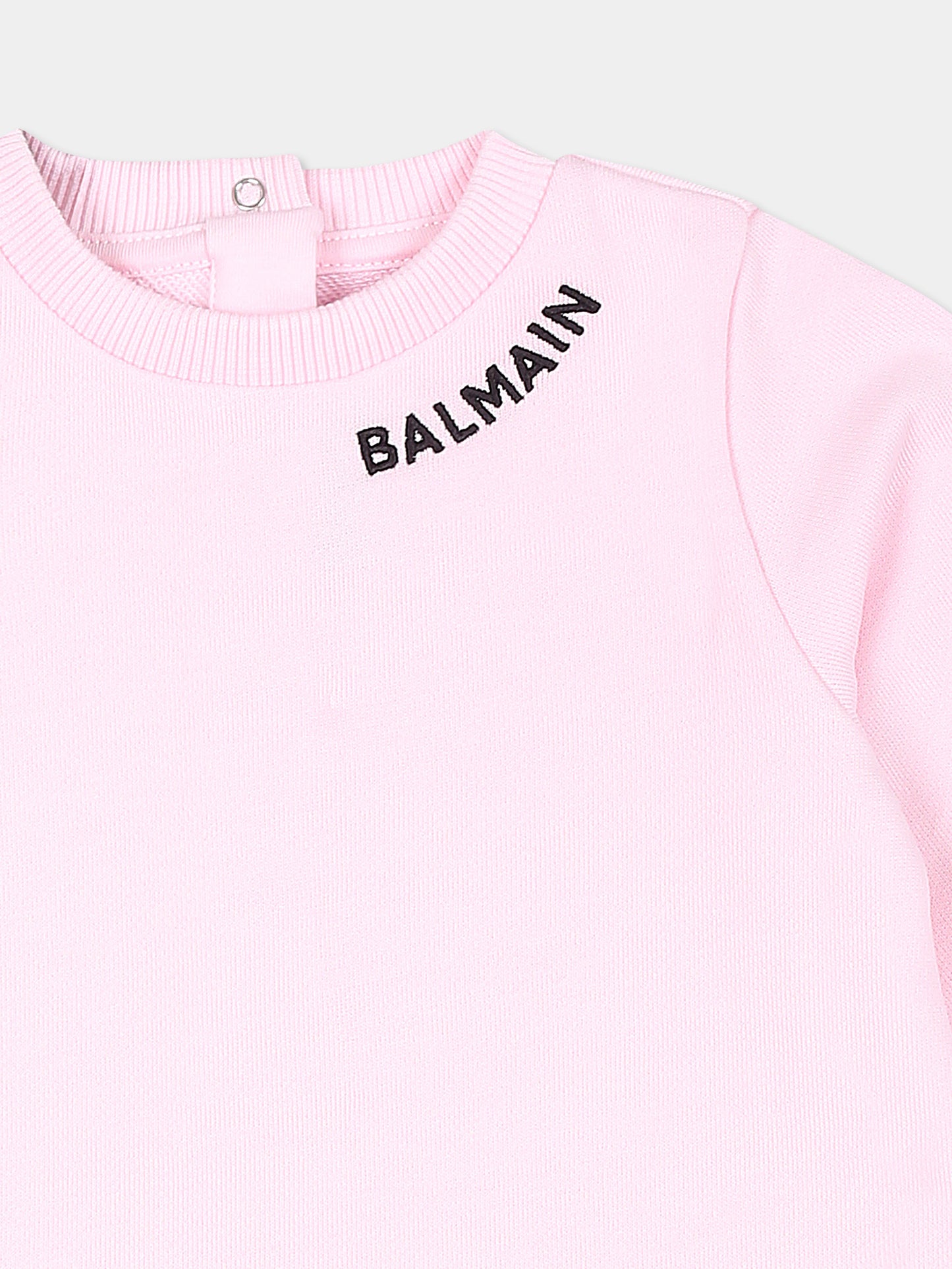 Vestito rosa per neonata con logo,Balmain Kids,BV1030 Z0114 540NE