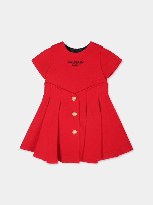 Vestito rosso per neonata con logo,Balmain Kids,BV1111 J0371 414