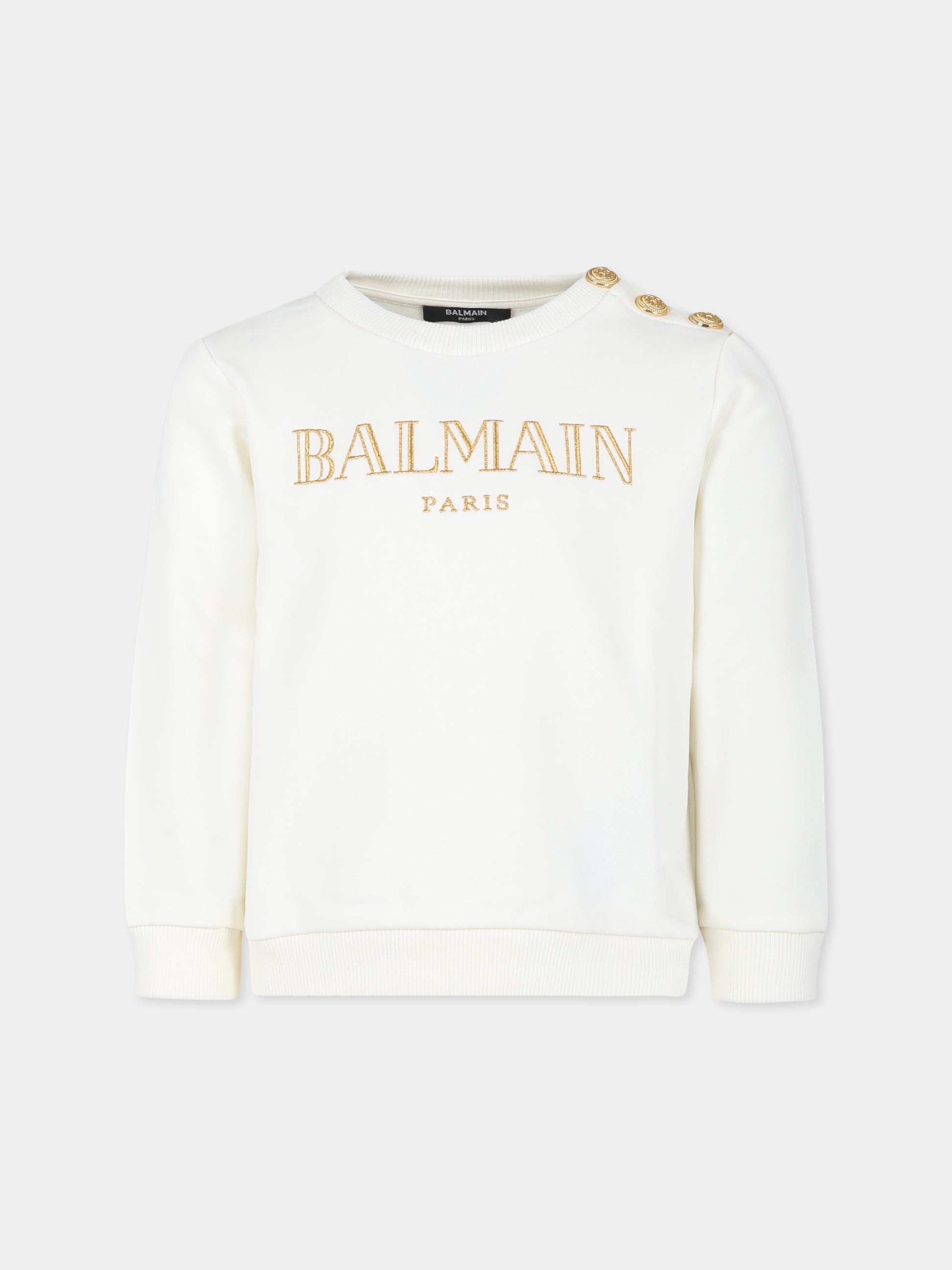 Felpa avorio per bambina con logo,Balmain Kids,BV4B10 Z0081 102