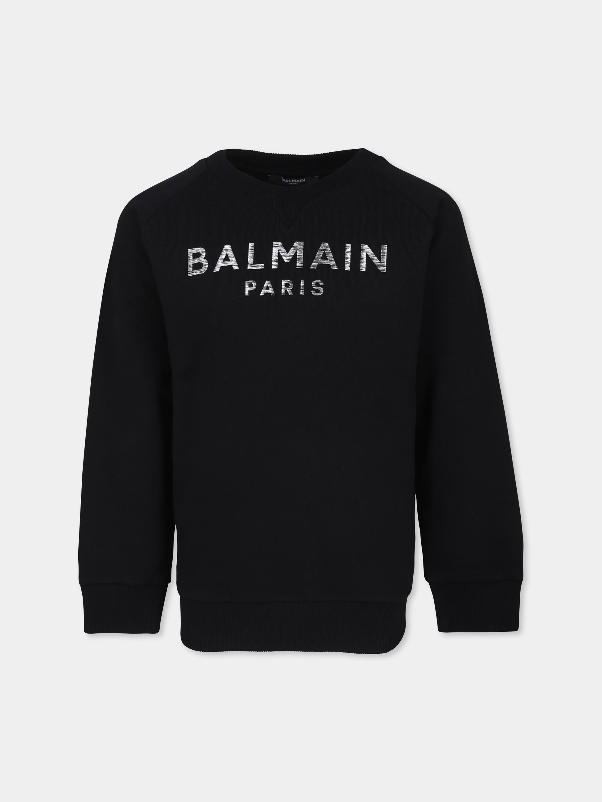 Felpa nera per bambini con logo,Balmain Kids,BV4P10 Z0001 930AG