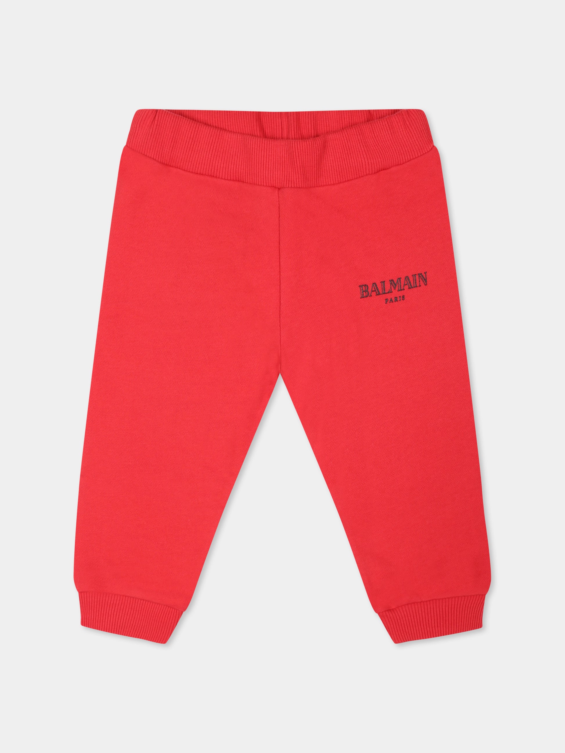 Pantaloni rossi per neonati con logo,Balmain Kids,BV6570 Z1753 414NE