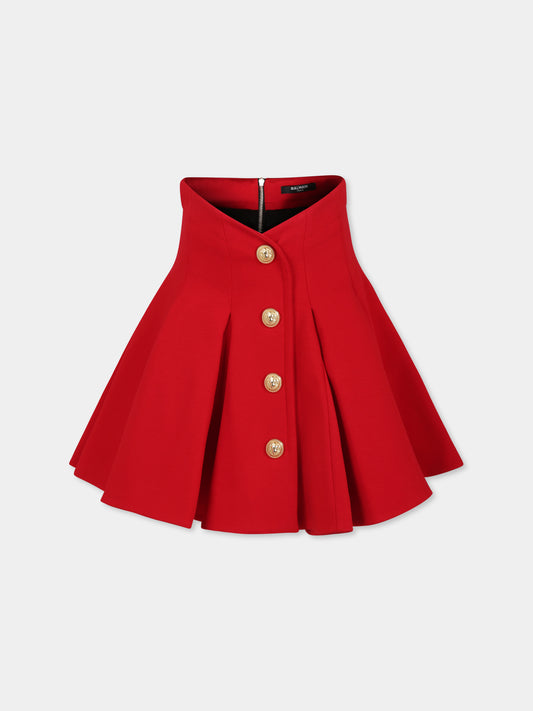 Gonna rossa per bambina,Balmain Kids,BV7B44 J0371 414OR