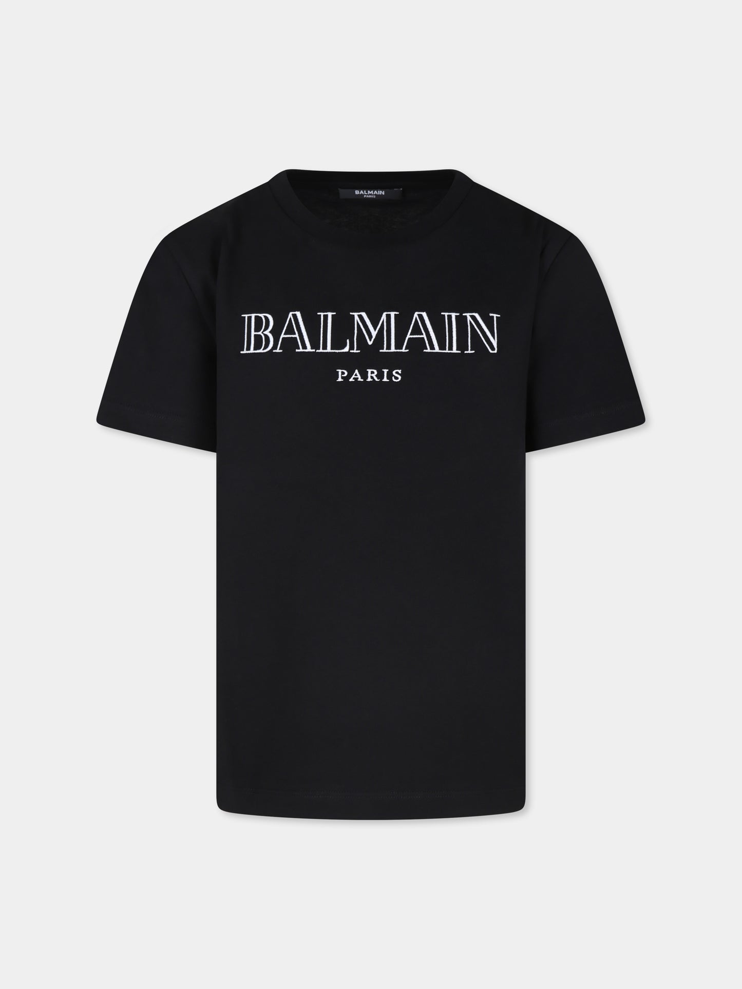 T-shirt nera per bambini con logo,Balmain Kids,BV8R51 Z0082 930BC