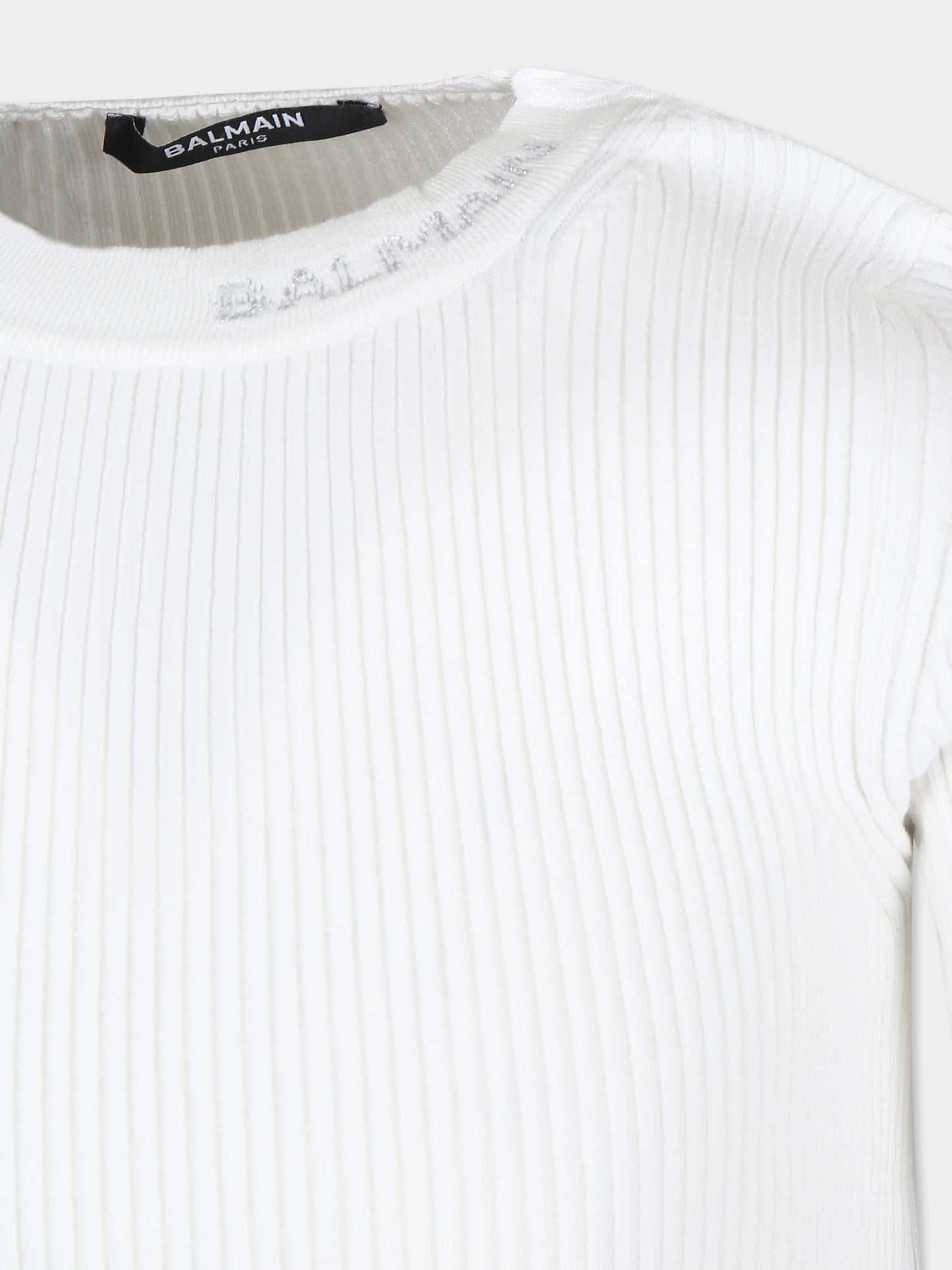 Maglione avorio per bambina con logo,Balmain Kids,BV9A20 Z2358 102AG