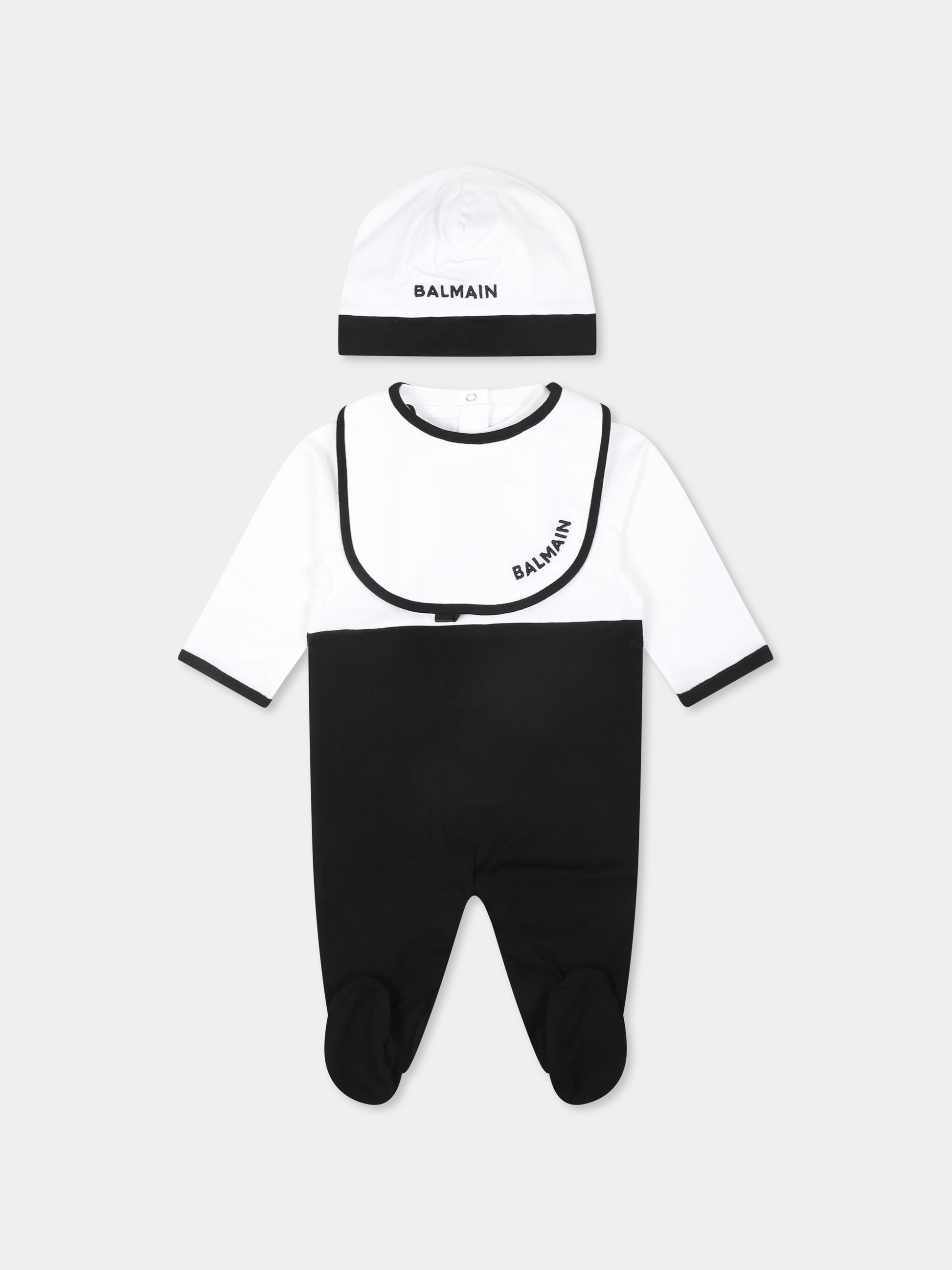 Set tutina bianco per neonati con logo,Balmain Kids,BVB55A Z0116 100NE