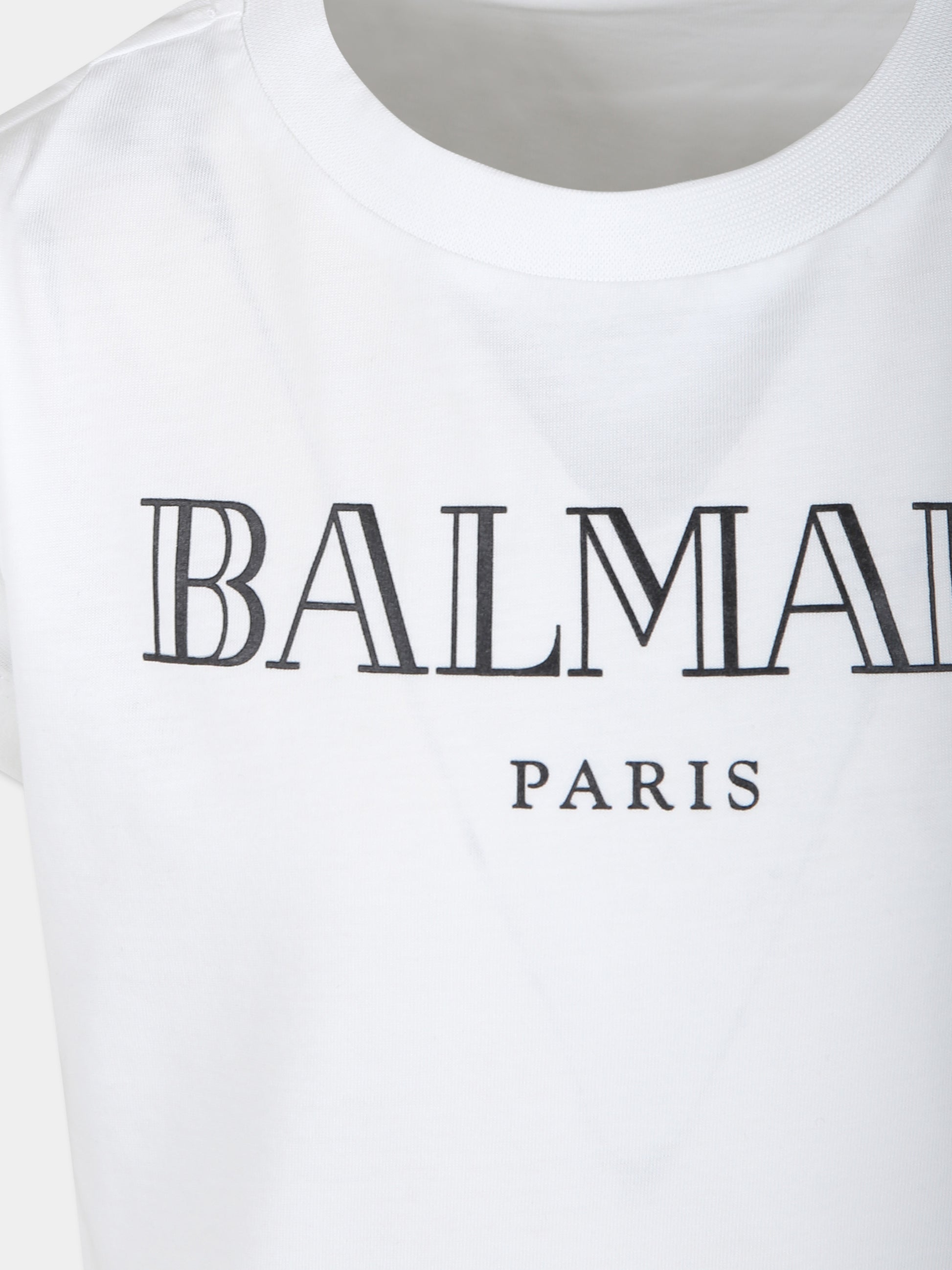 T-shirt bianca per bambina con logo,Balmain Kids,BV8A81 Z1751 100NE