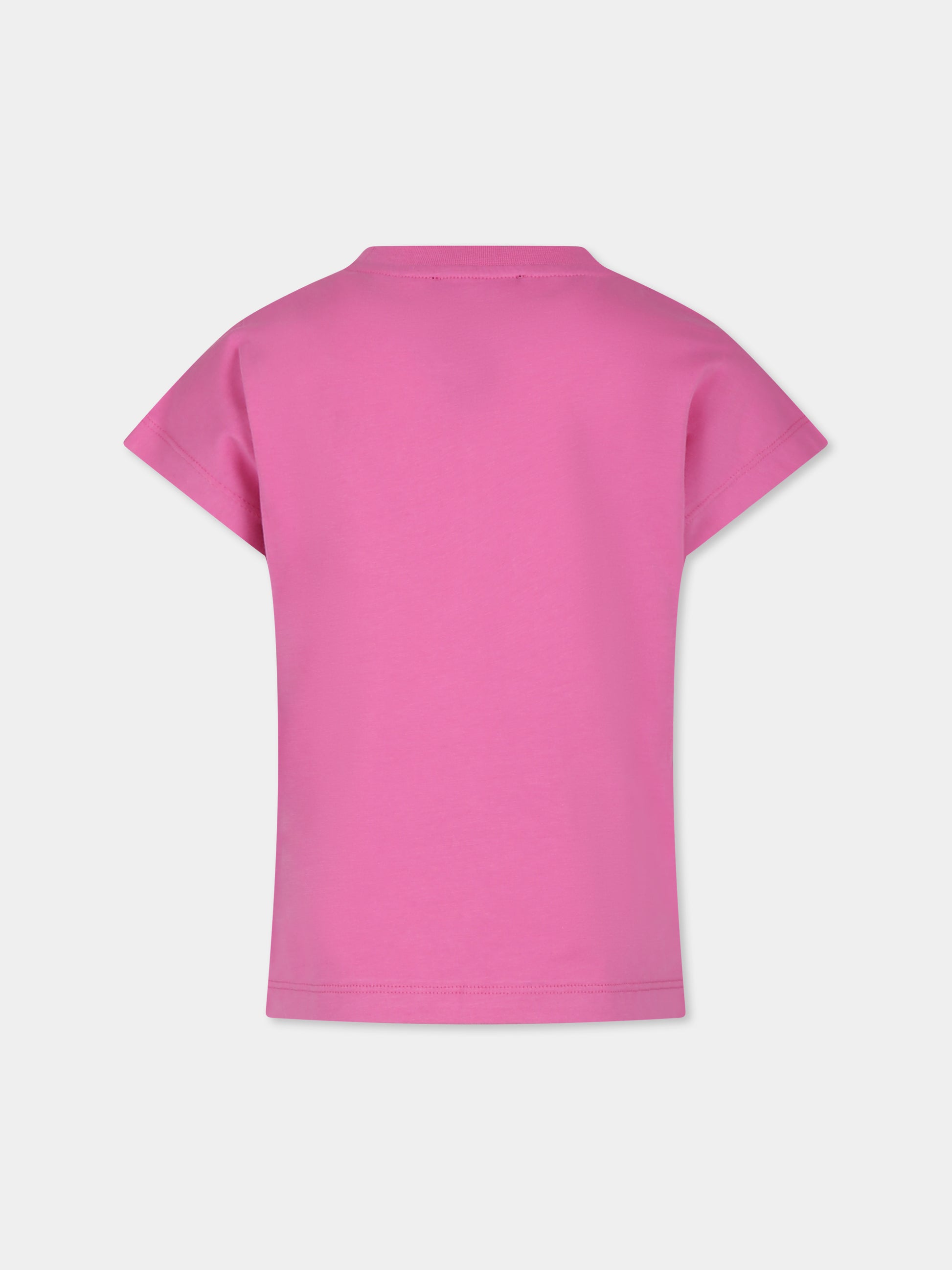 T-shirt fucsia per bambina con logo,Balmain Kids,BV8A81 Z1751 543NE