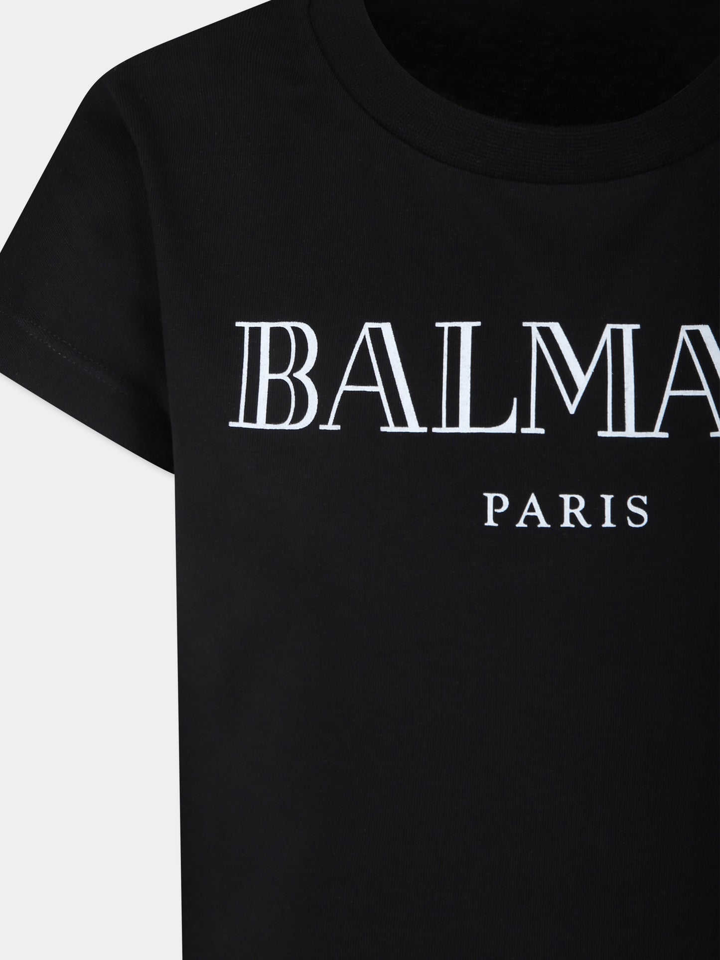 T-shirt nera per bambina con logo,Balmain Kids,BV8A81 Z1751 930BC