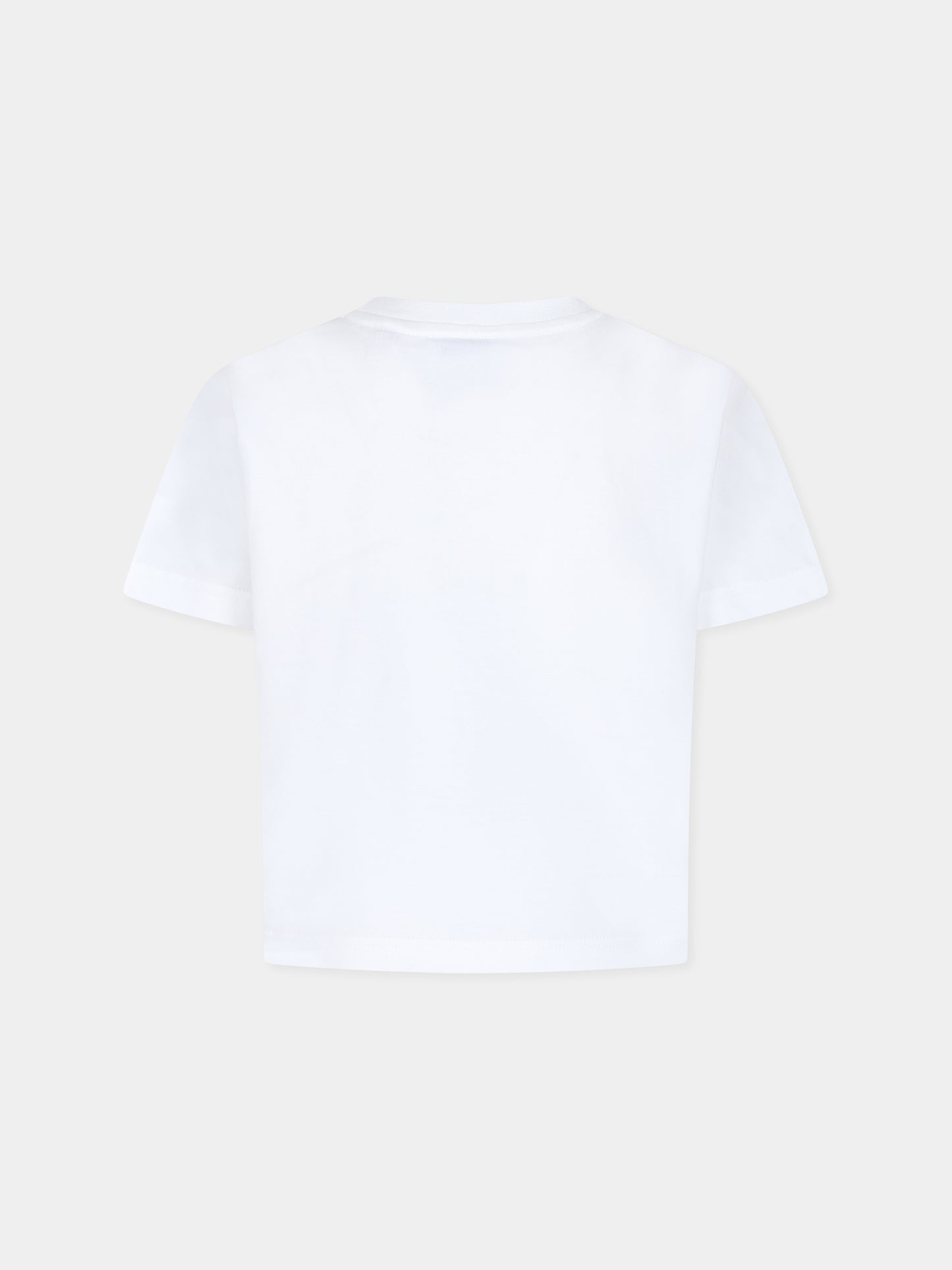 T-shirt bianca per bambina con rose,Burberry Kids,8094963 A1464