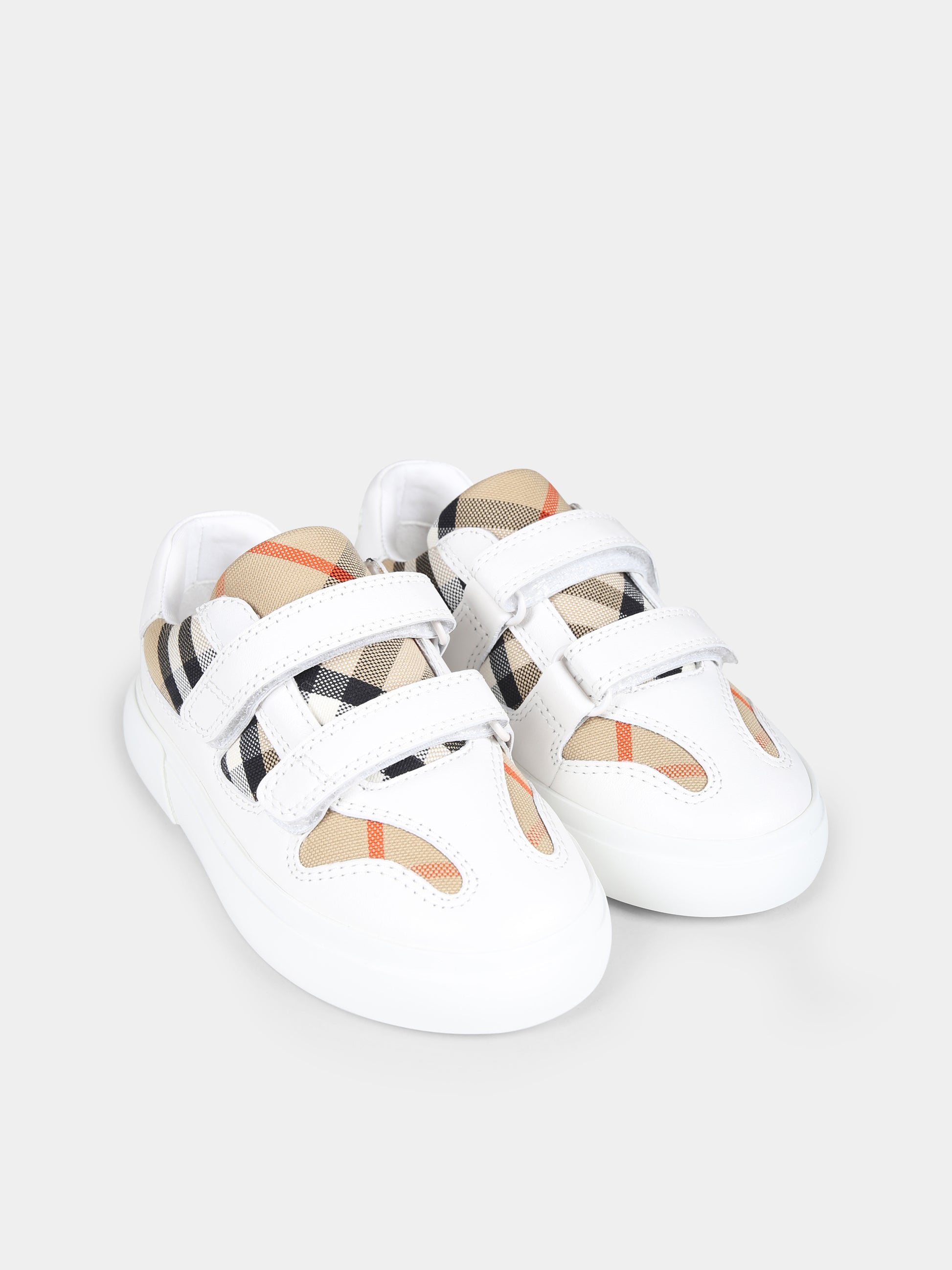 Sneakers bianche per bambini con check vintage,Burberry Kids,8089231 B9368