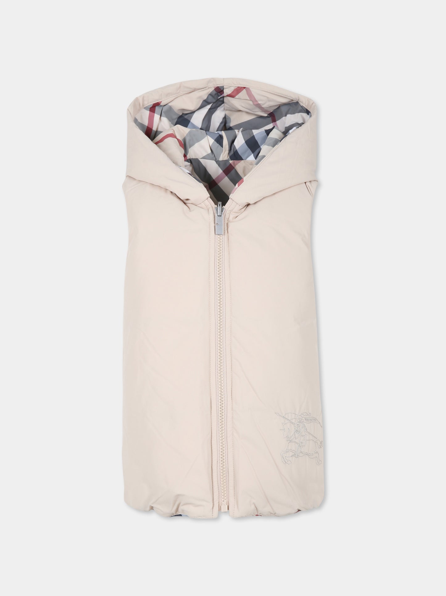 Gilet beige reversibile per bambini con check vintage,Burberry Kids,8092515 A2205
