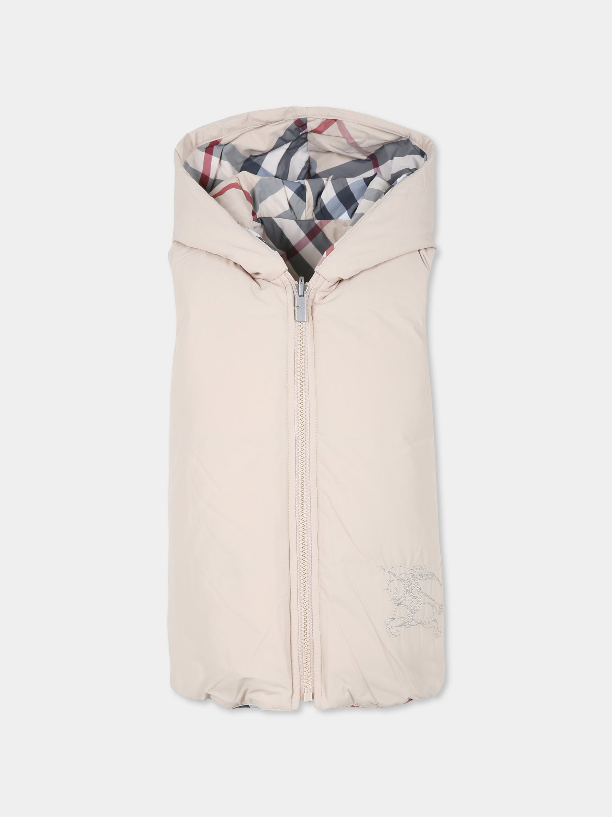 Gilet beige reversibile per bambini con check vintage,Burberry Kids,8092515 A2205