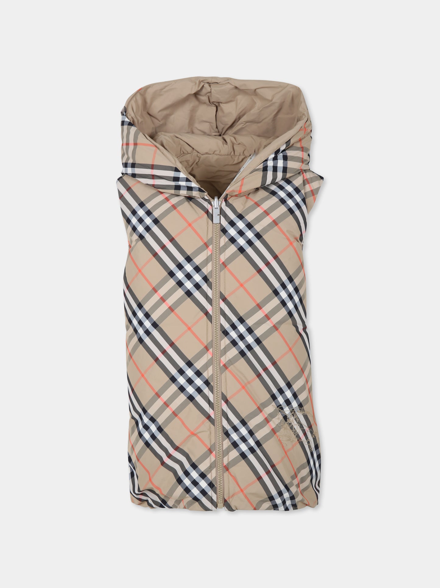 Gilet beige reversibile per bambini con check vintage,Burberry Kids,8092537 B9368