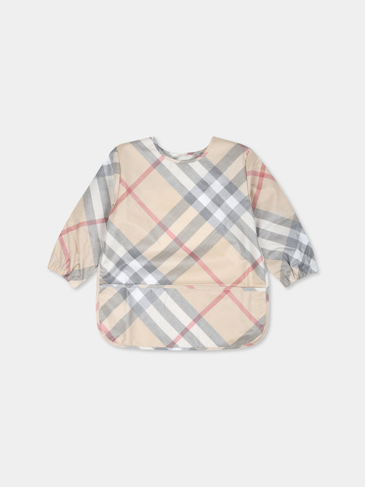 Bavaglino beige per neonati con check vintage,Burberry Kids,8089788 A2205